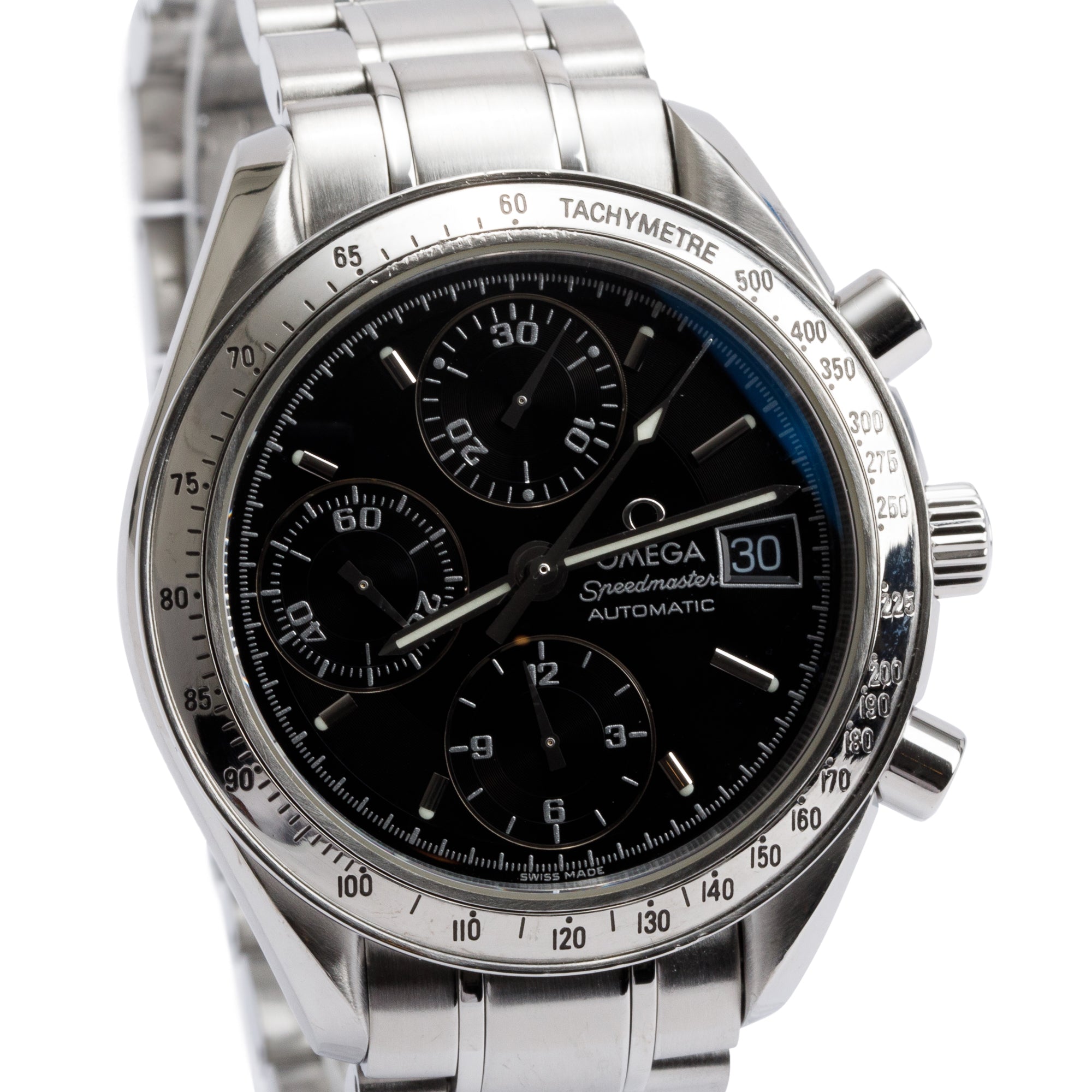 Omega Stainless Steel Speedmaster Date 39 MM Chronograph Automatic Watch