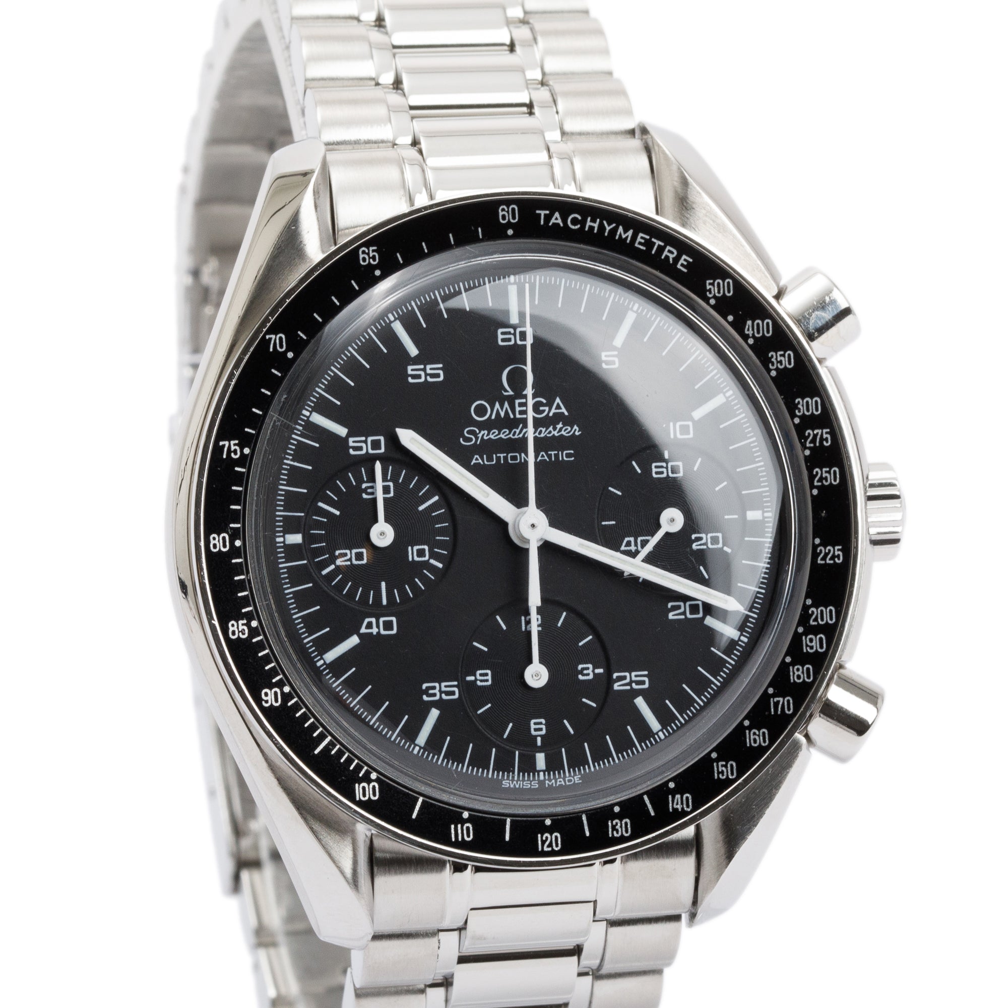Omega Stainless Steel Speedmaster Reduced 39 MM Automatic Chronograph Watch w/ Card