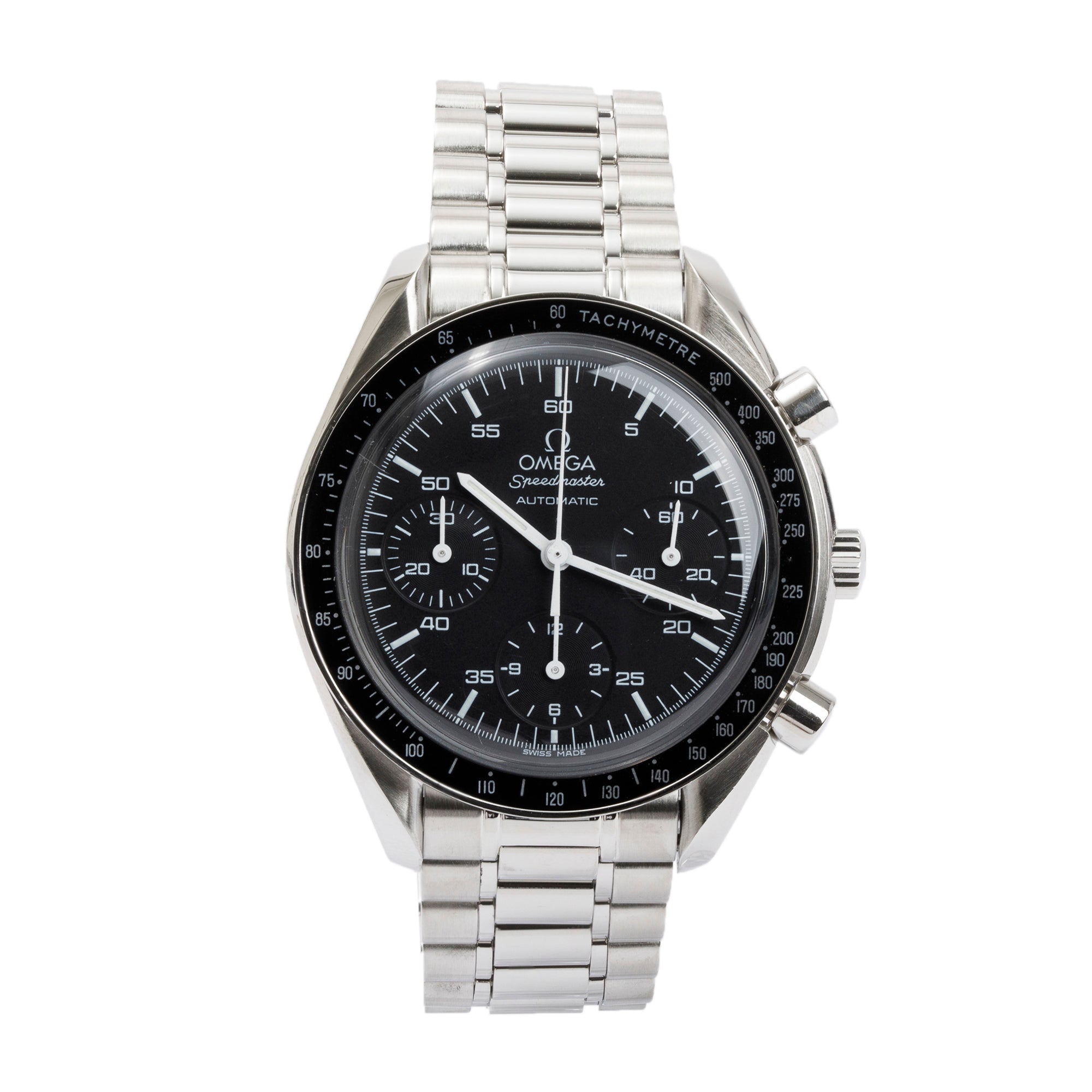 Omega Stainless Steel Speedmaster Reduced 39 MM Automatic Chronograph Watch w/ Card