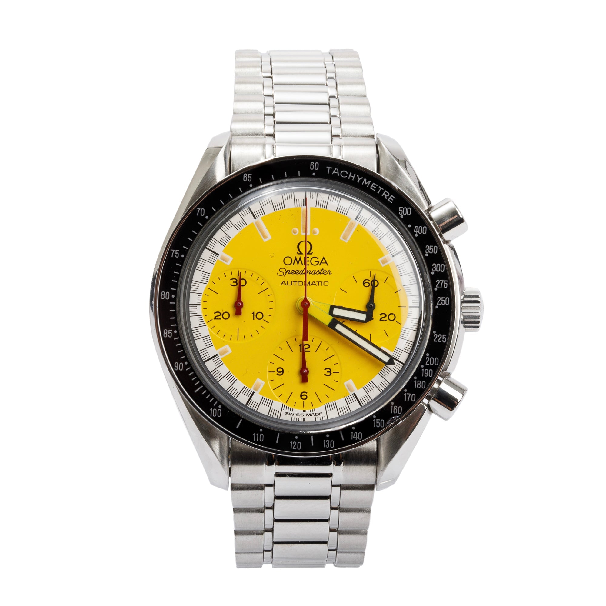 Omega Stainless Steel Speedmaster Reduced Michael Schumacher 39 MM Automatic Chronograph Watch w/ Box