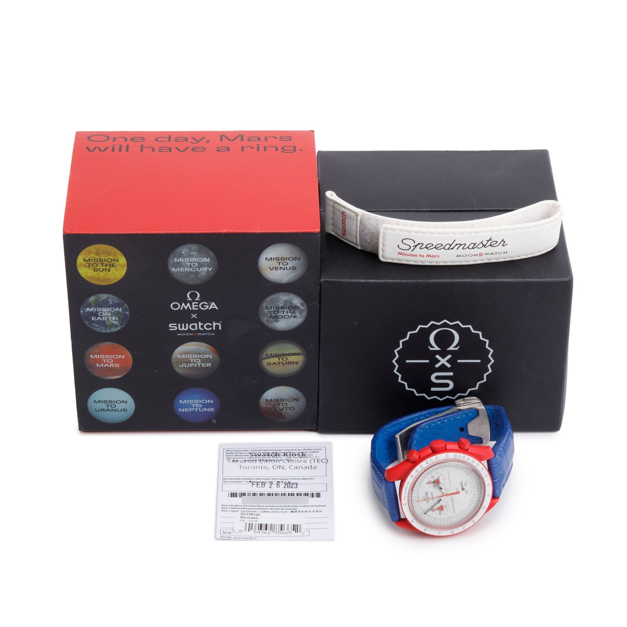 Omega X Swatch Bioceramic Mission to Mars MoonSwatch on Leather