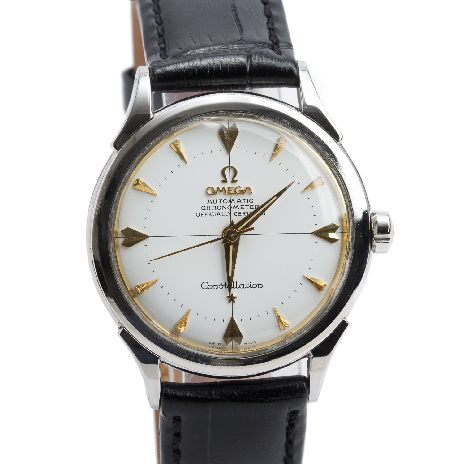 Omega Vintage Stainless Steel & 14k Yellow Gold Constellation 35 MM Automatic Watch White Dial 2852