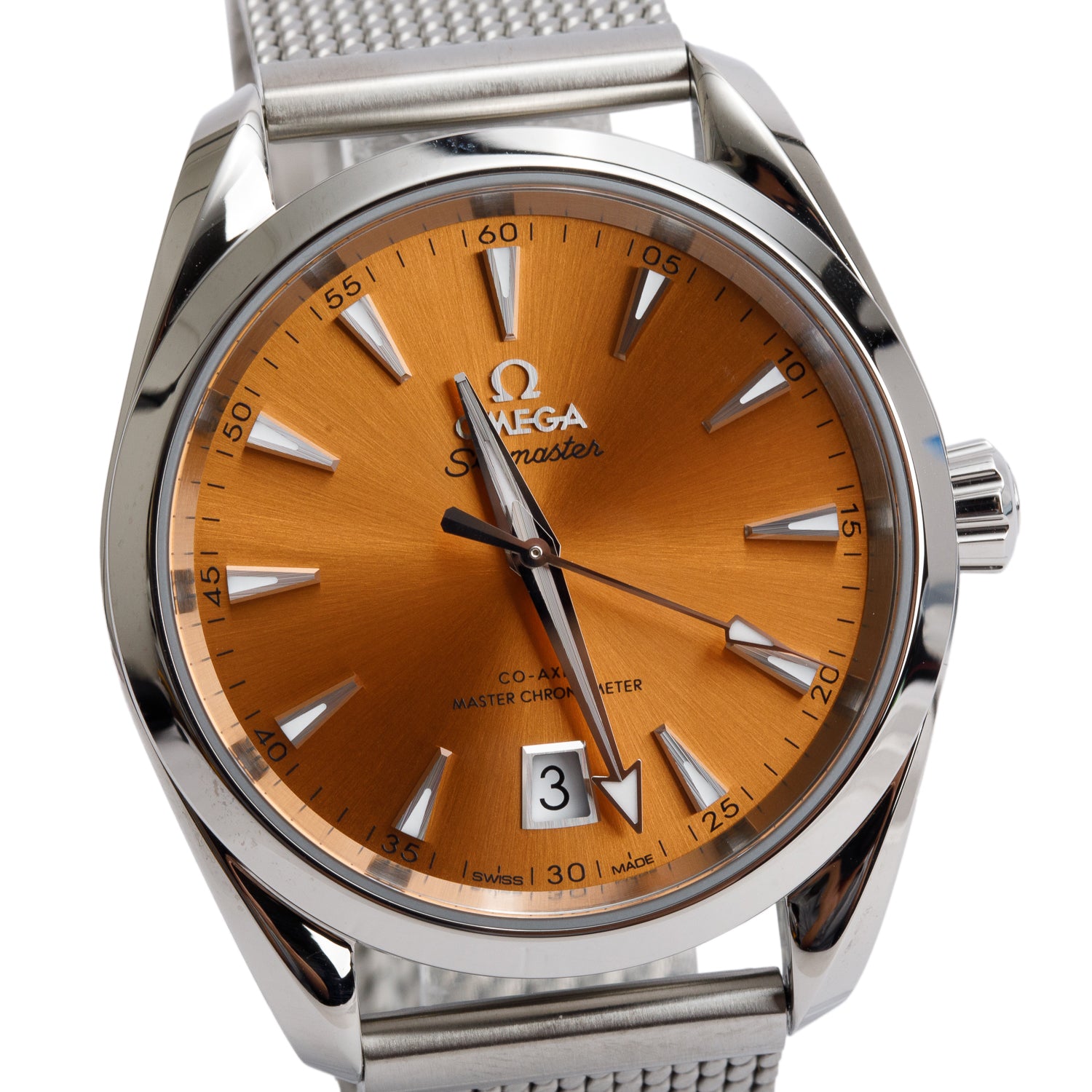 Omega 2023 Stainless Steel Seamaster Aqua Terra Shades Co-Axial Master Chronometer 38 MM Automatic Watch Saffron Dial w/ Papers