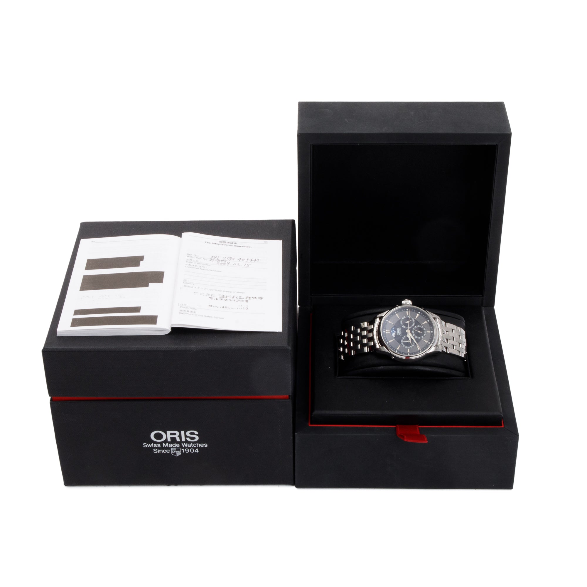 Oris Stainless Steel Artelier Complication 2007 GMT 40 MM Moonphase Automatic Watch w/ Box & Papers