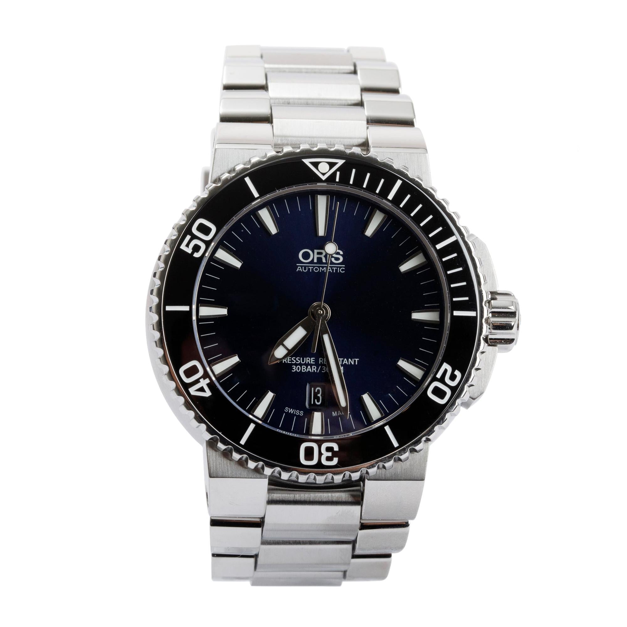 Oris Stainless Steel Diver Aquis 43.5 MM Automatic Watch w/ Card