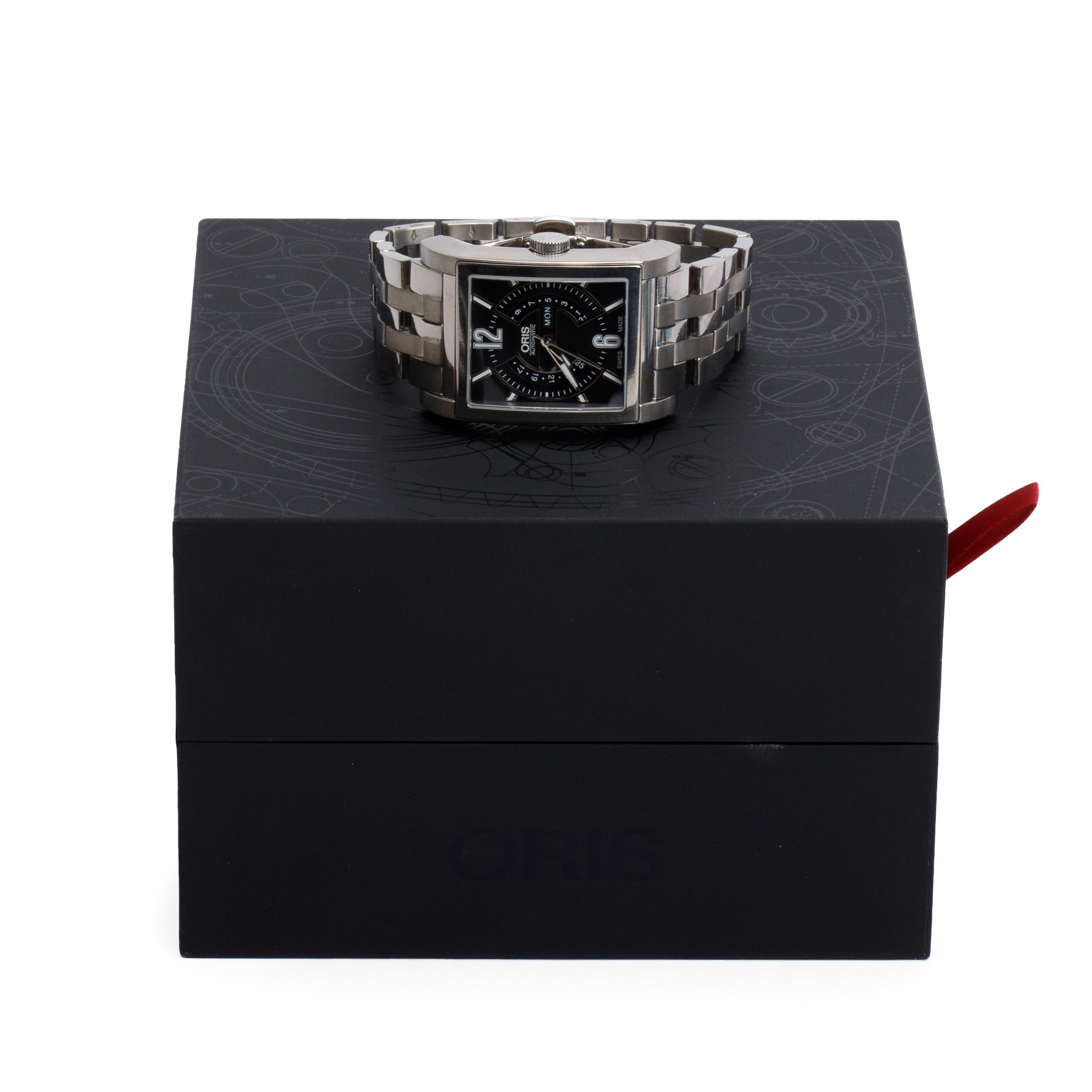 Oris Titanium Rectangular Titan Day Date Automatic Watch w/ Box