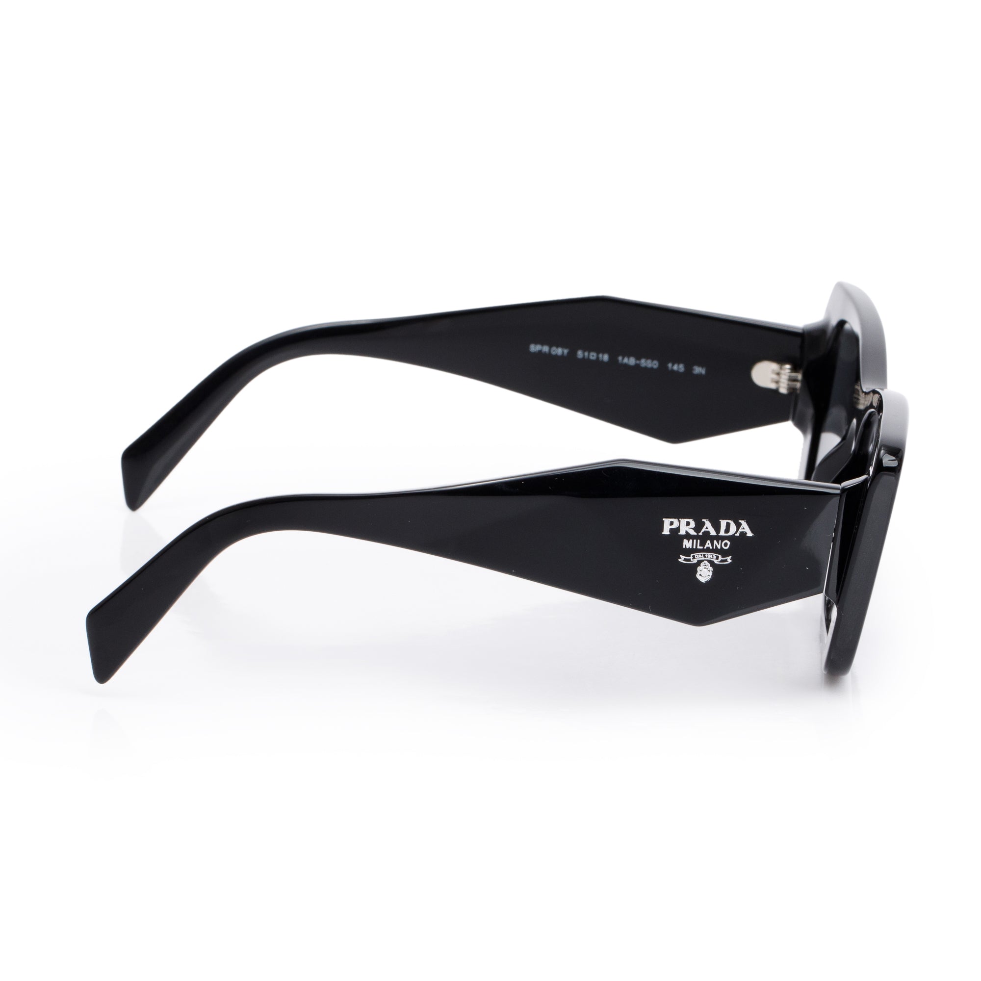 PRADA SPR 08Y Black Acetate Cat-Eye Symbole Sunglasses w/ Box & Case