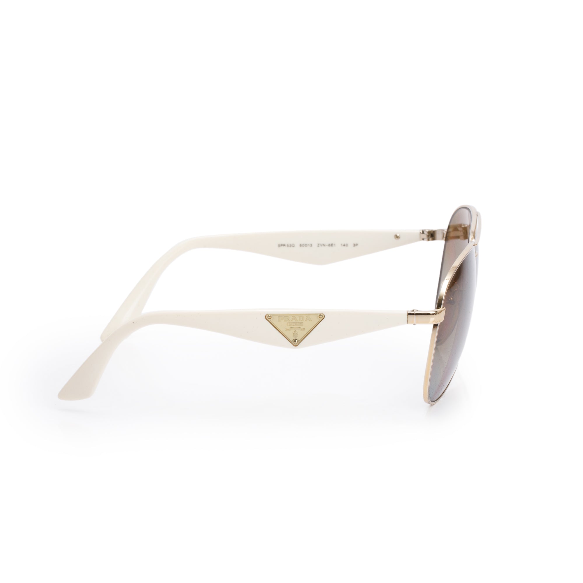 PRADA SPR 53Q White Acetate Aviator Symbole Sunglasses w/ Case