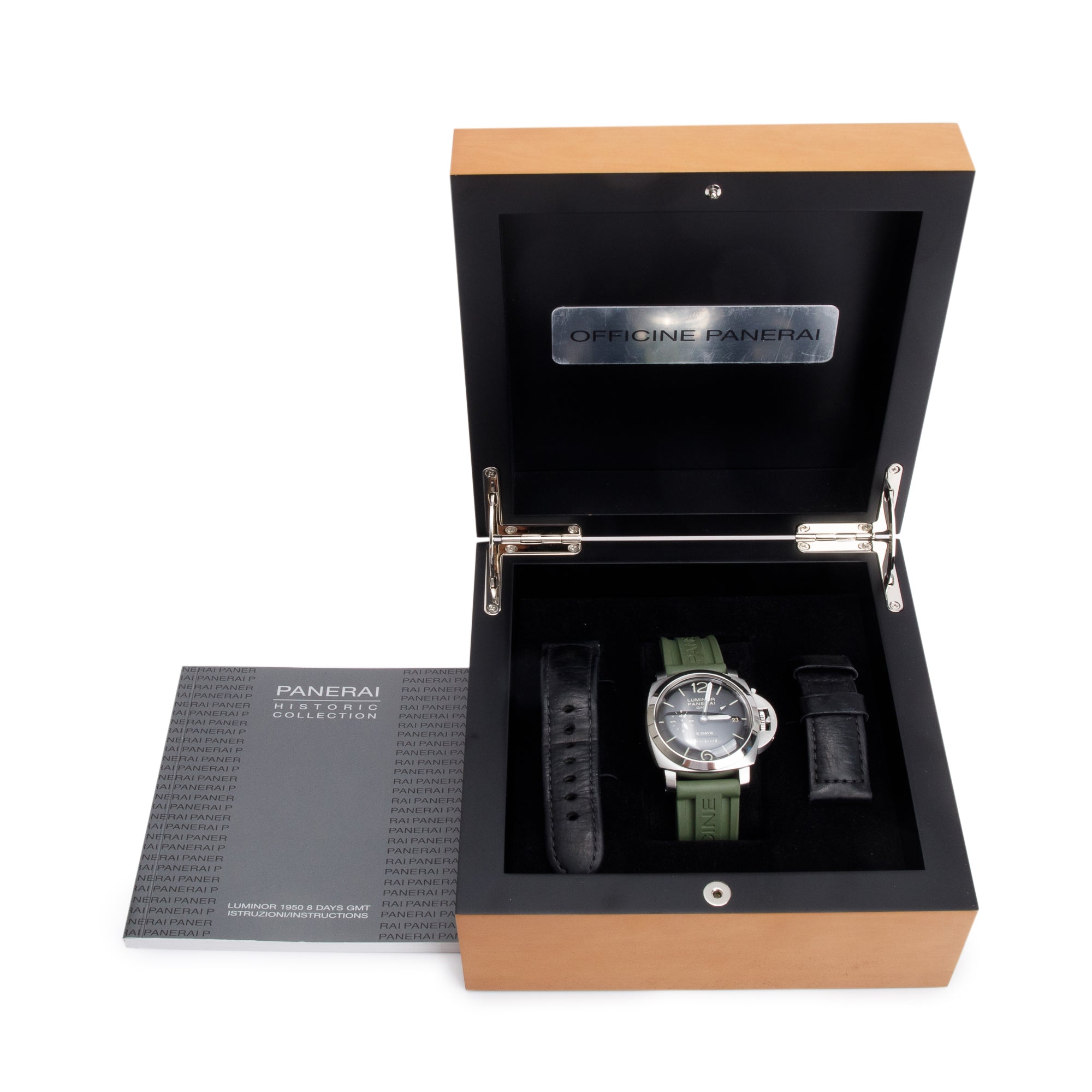 Panerai Stainless Steel Luminor 1950 8 Days GMT PAM00233 44mm Automatic Watch w/ Box & Papers