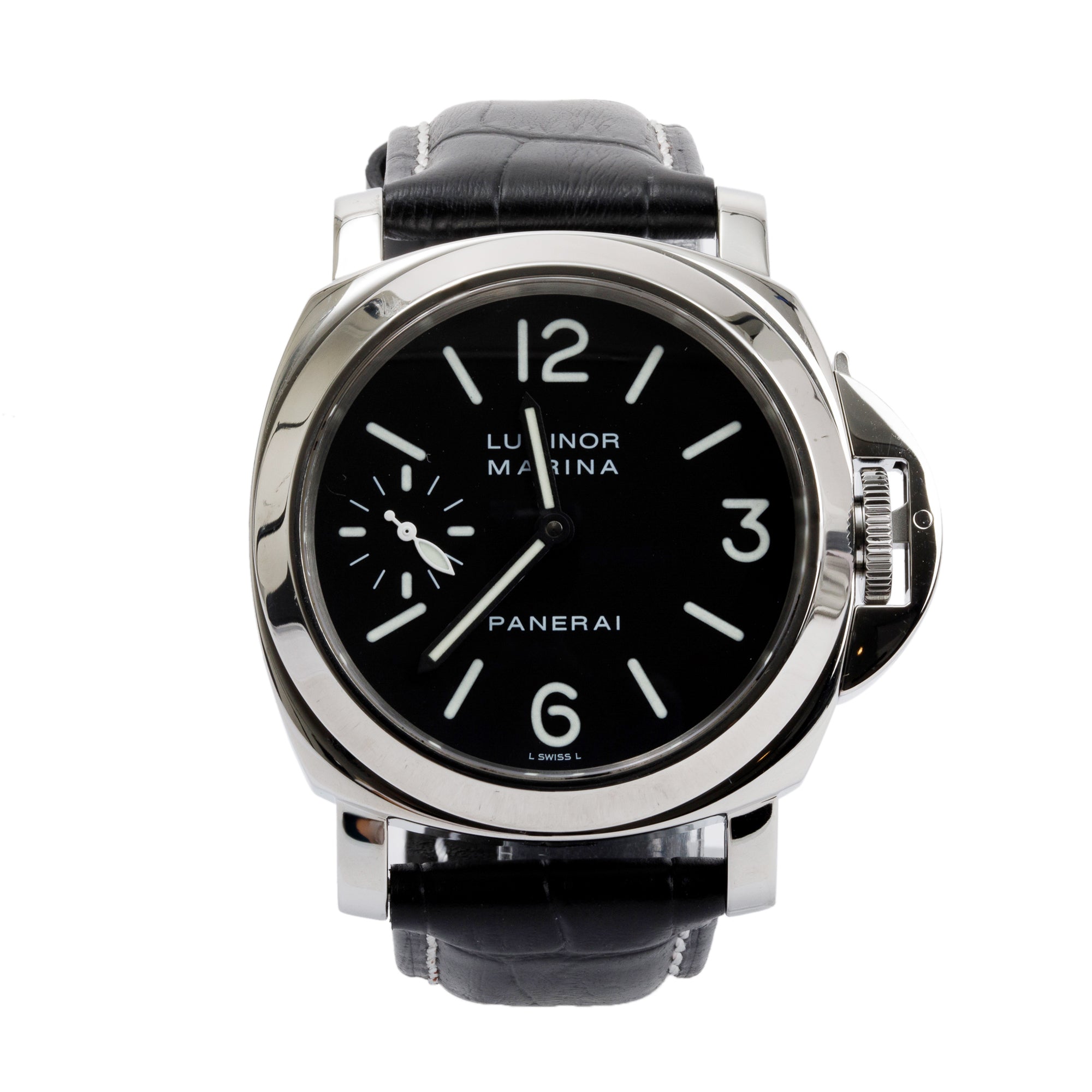 Panerai Stainless Steel Luminor Marina PAM00001 44mm Watch w/ Box & Papers