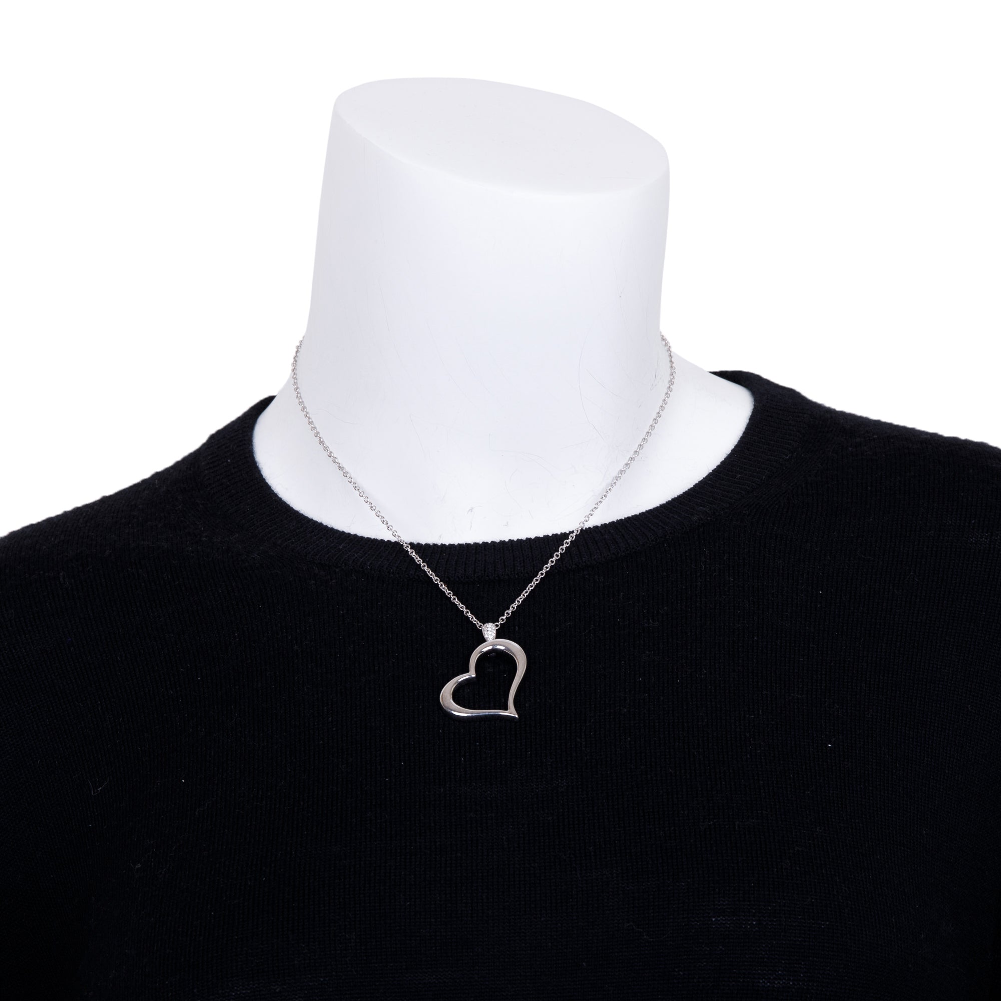 Piaget 18k White Gold Diamond Heart Pendant Necklace