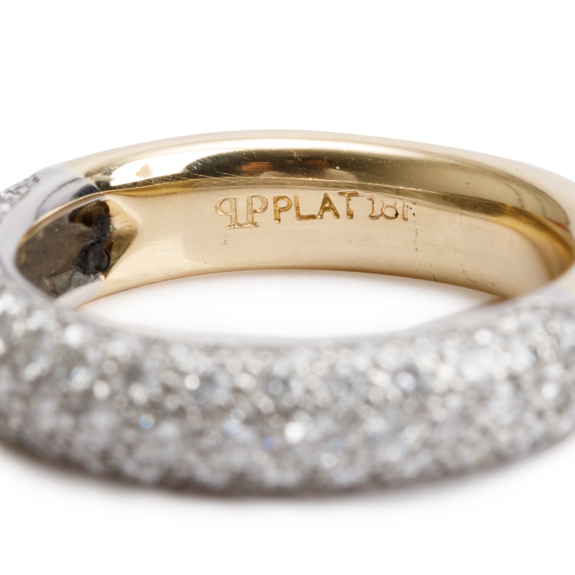 Platinum & 18k Yellow Gold 1.53 tcw. Pave Diamond Band Ring, Size 7