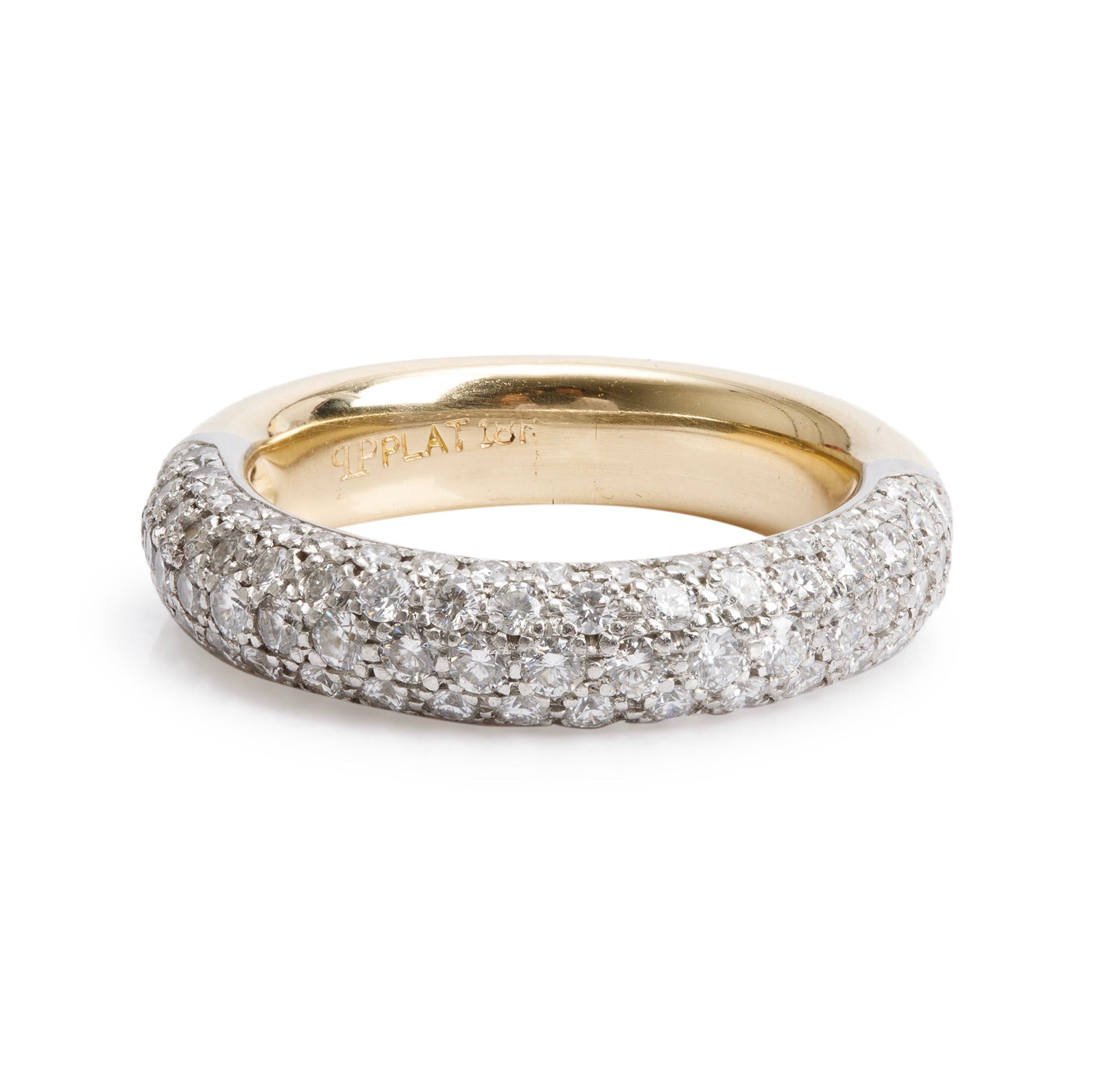 Platinum & 18k Yellow Gold 1.53 tcw. Pave Diamond Band Ring, Size 7