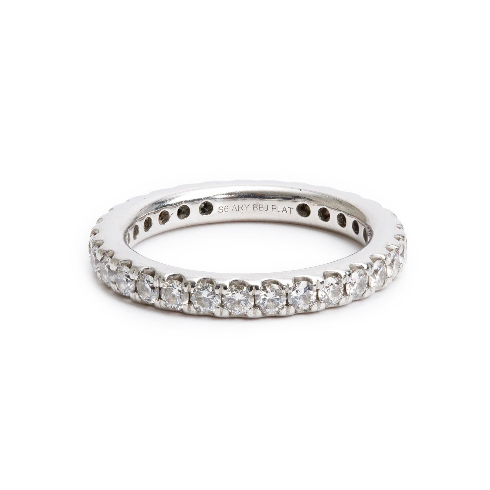 Platinum 1.20 tcw. Diamond Eternity Band Ring, Size 6