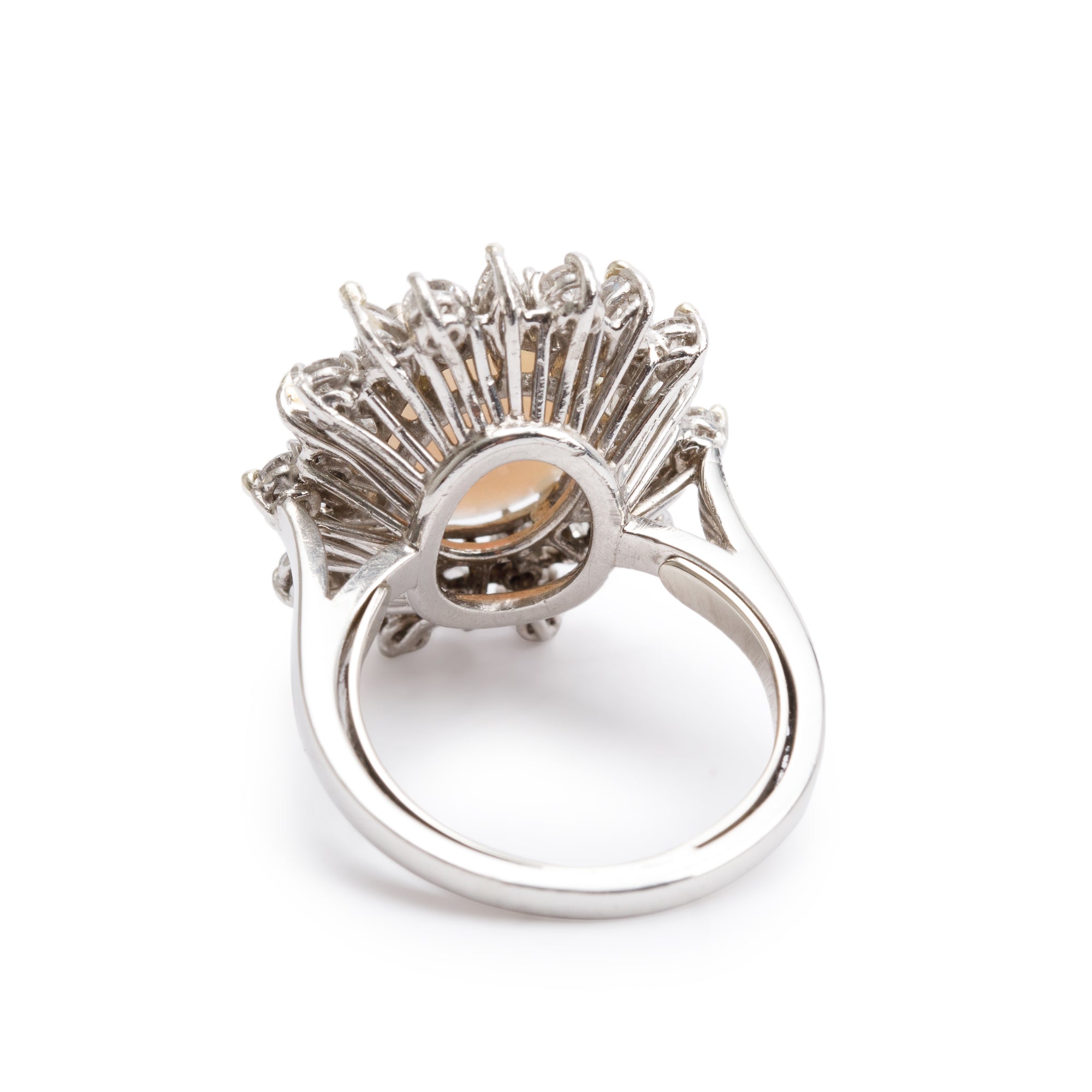 Platinum Opal and Diamond Cocktail Ring, Size 5.25