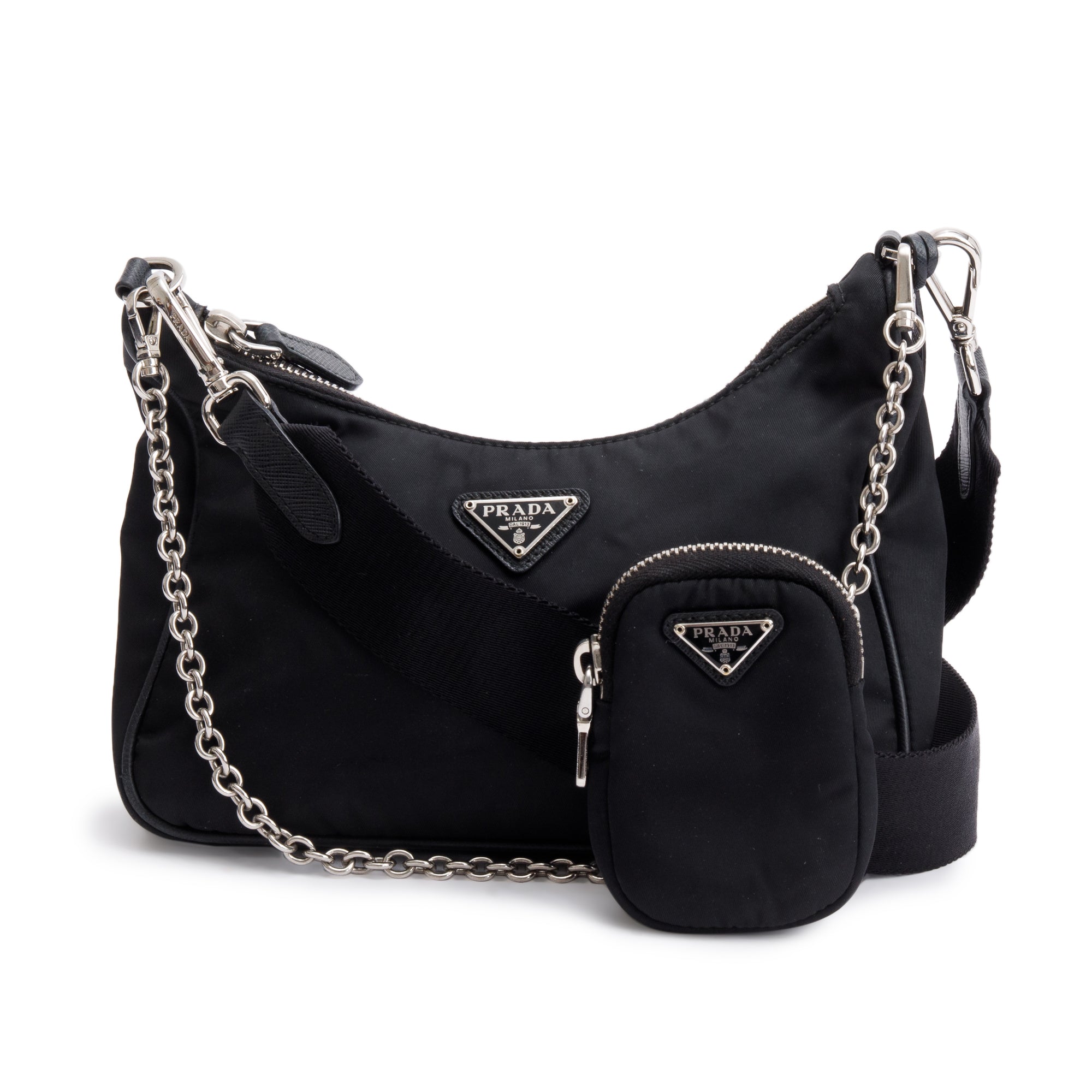 Prada 2020 Black Re-Edition 2005 Re-Nylon Shoulder Bag w/ Authenticity Card