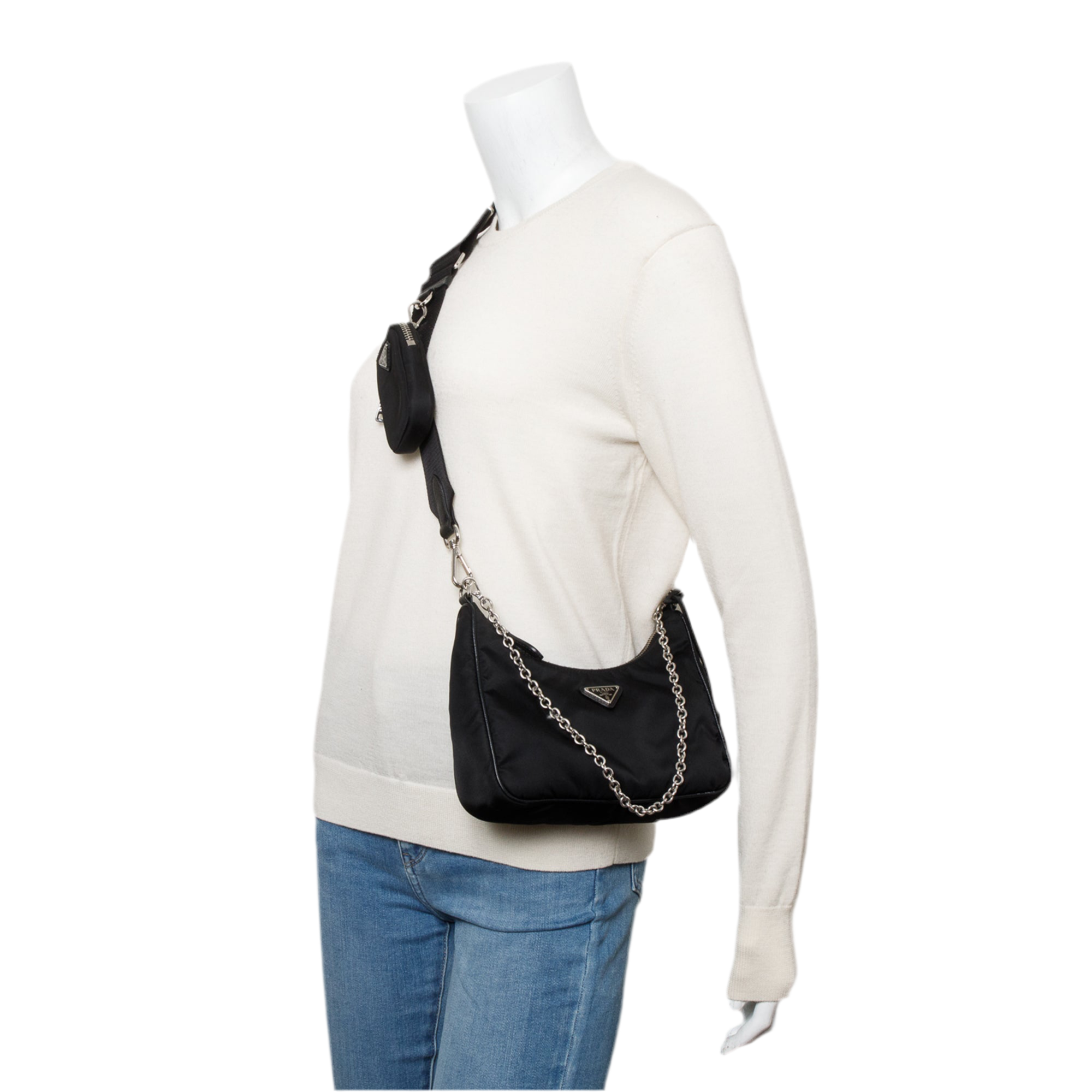 Prada 2020 Black Re-Edition 2005 Re-Nylon Shoulder Bag w/ Box, Receipt, & Authenticity Card