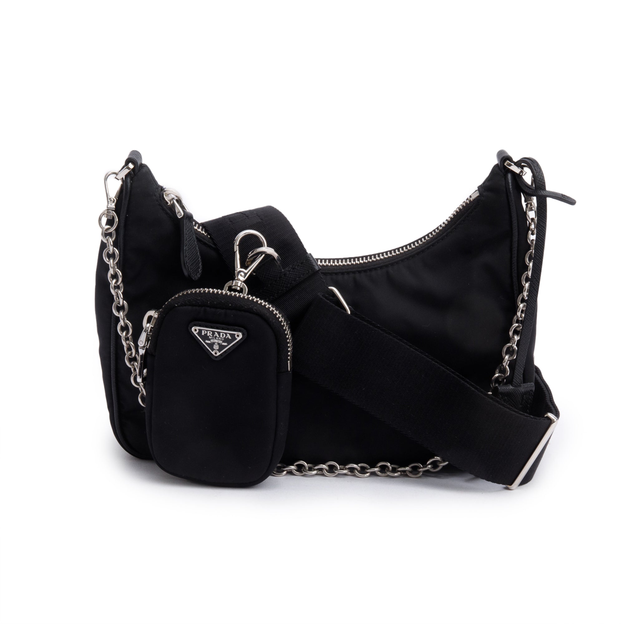Prada 2020 Black Re-Edition 2005 Re-Nylon Shoulder Bag w/ Box, Receipt, & Authenticity Card