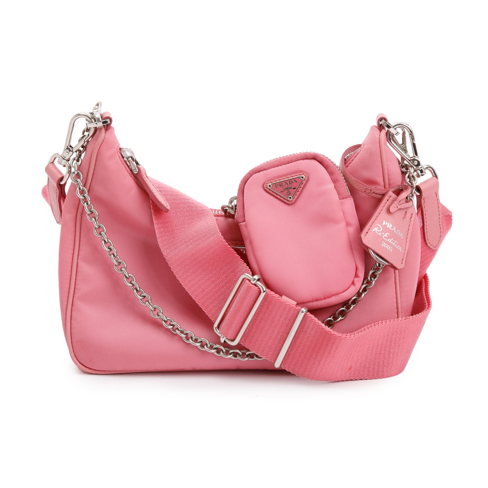 Prada 2020 Pink Re-Edition 2005 Re-Nylon Shoulder Bag w/ Authenticity Card