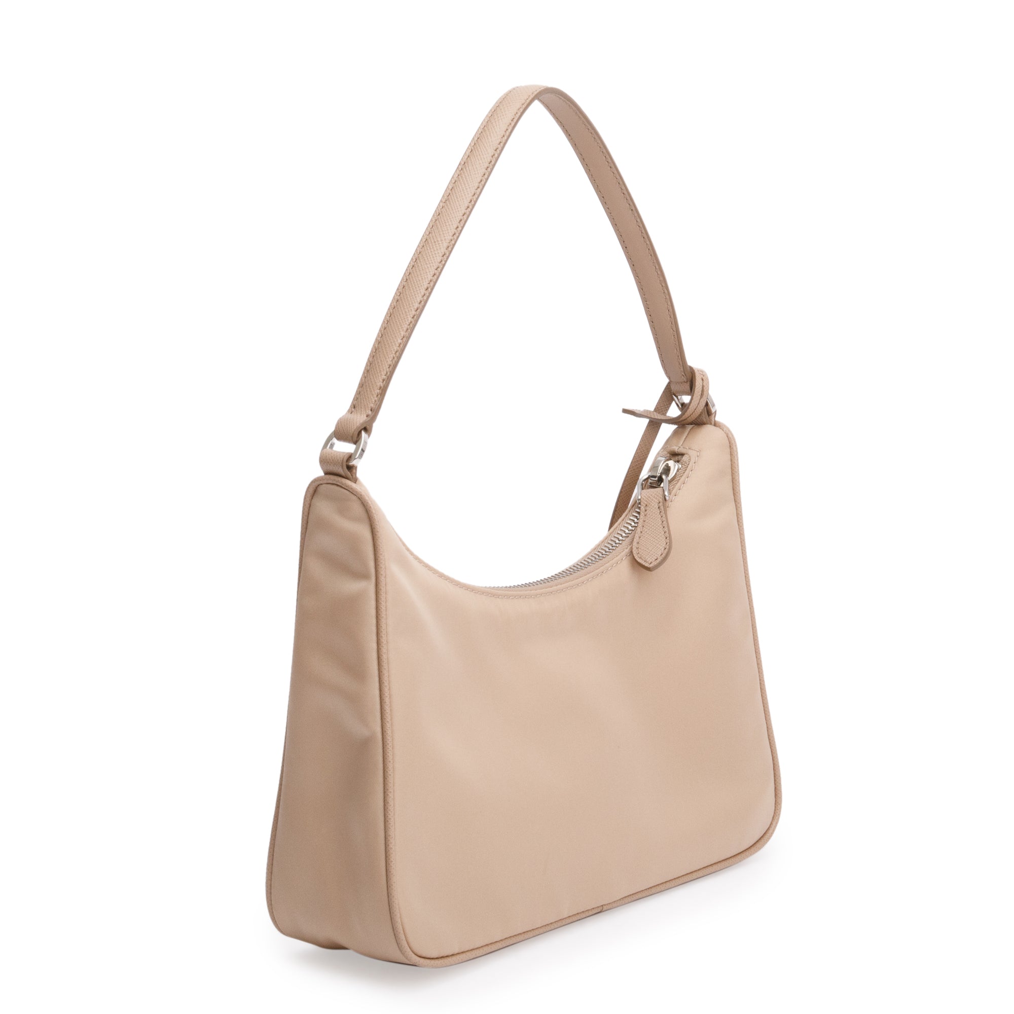 Prada 2021 Beige Re-Edition 2005 Re-Nylon and Saffiano Mini Bag w/ Box & Autheniticty Card