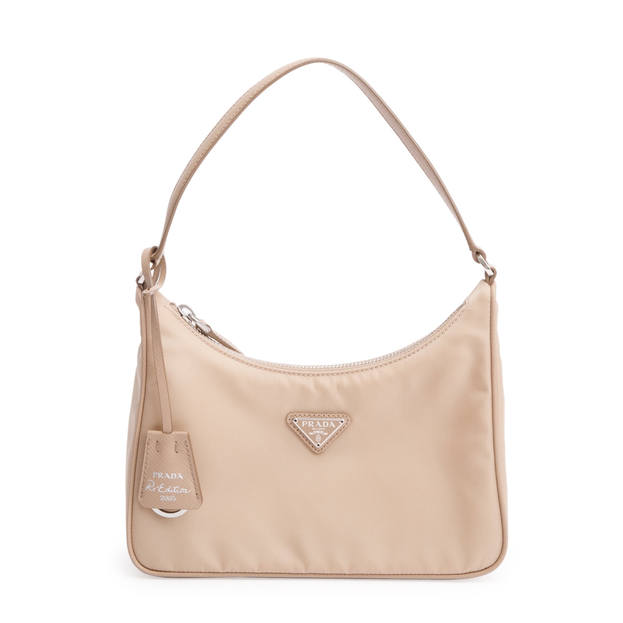 Prada 2021 Beige Re-Edition 2005 Re-Nylon and Saffiano Mini Bag w/ Box & Autheniticty Card