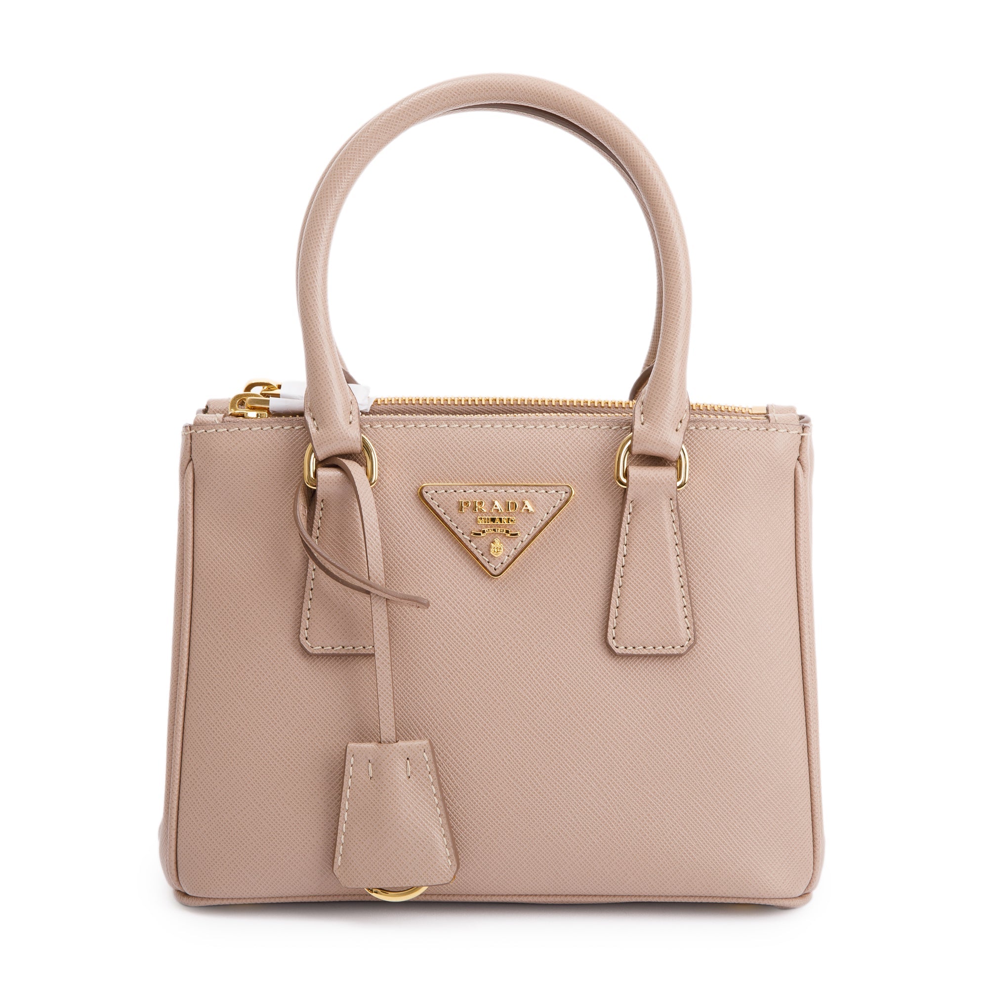 Prada 2021 Mini Saffiano Lux Galleria Double Zip Tote w/ Strap