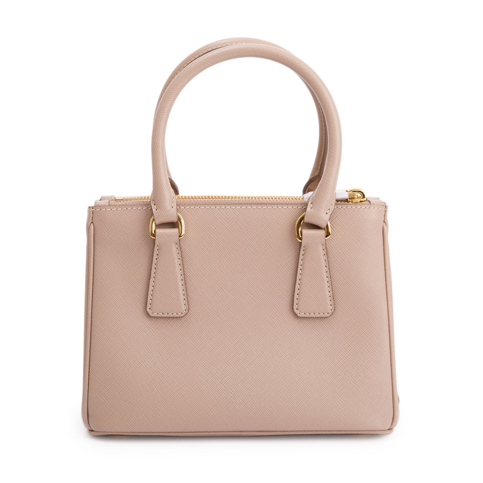 Prada 2021 Mini Saffiano Lux Galleria Double Zip Tote w/ Strap