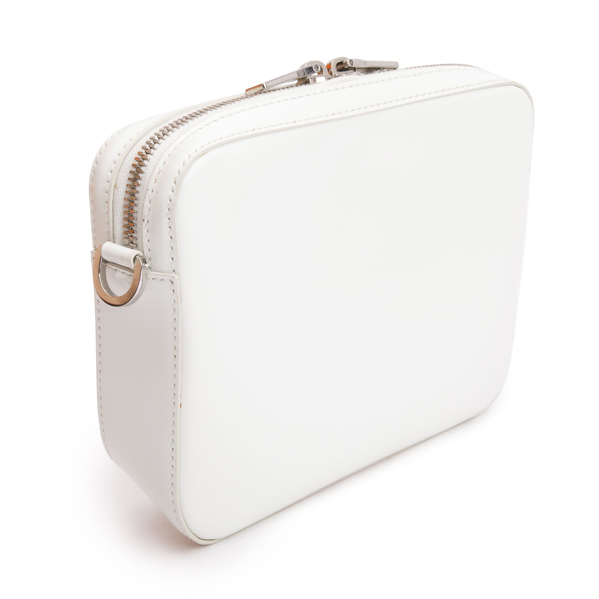 Prada 2021 White Spazzolato Leather Small Brique Crossbody Bag w/ Box & Authenticity Card