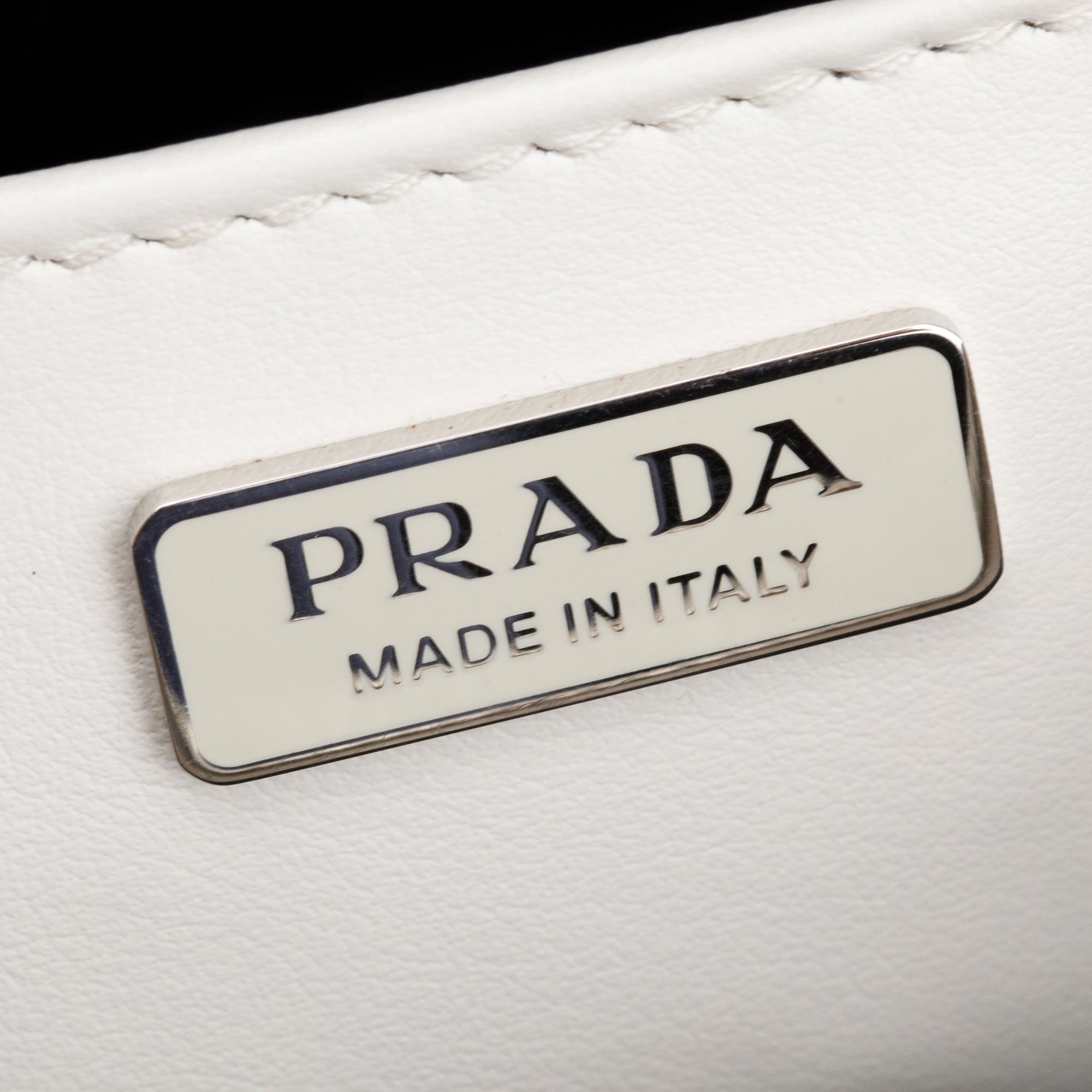 Prada 2021 White Spazzolato Leather Small Brique Crossbody Bag w/ Box & Authenticity Card