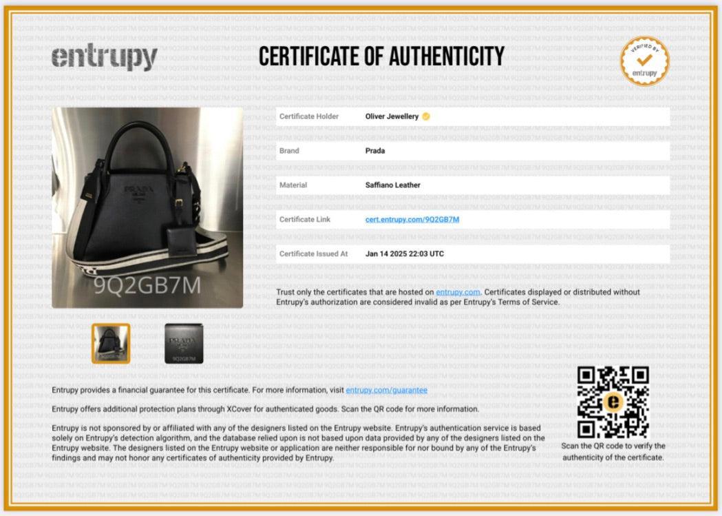 Prada 2022 Black Saffiano Cuir Small Monochrome Top Handle Tote w/ Strap & Authenticity Card