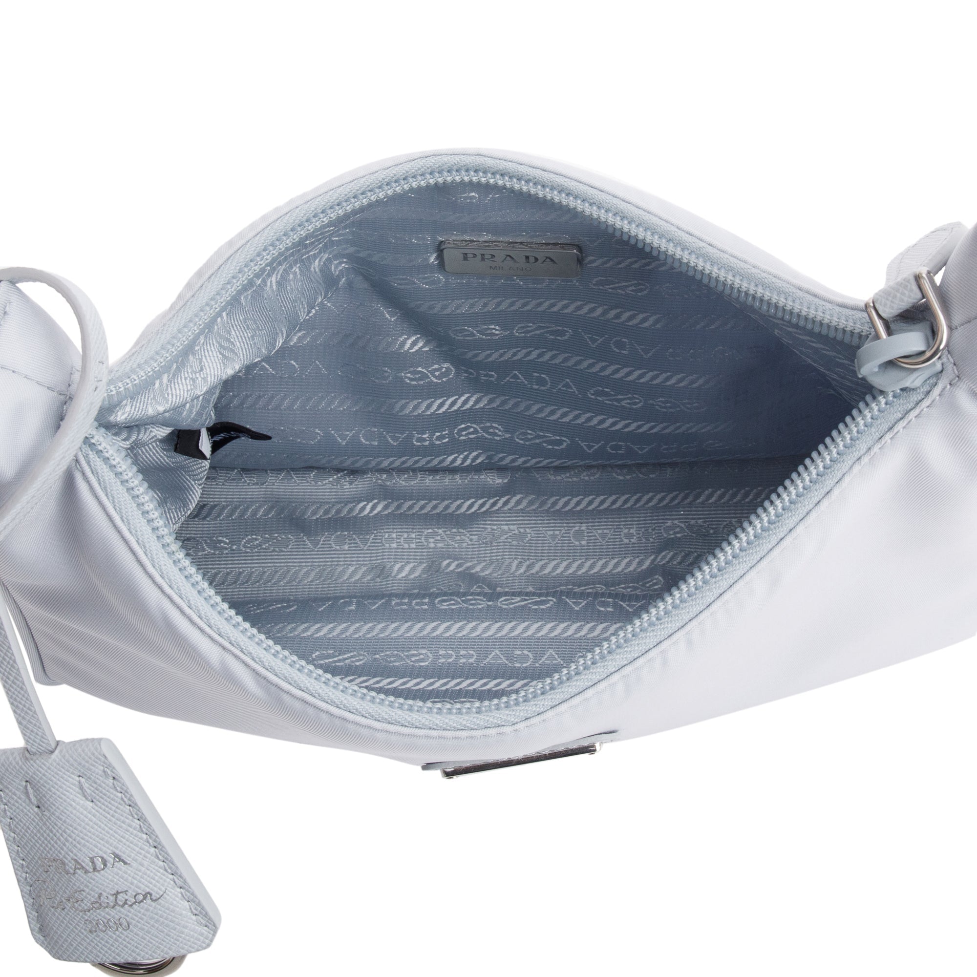 Prada 2022 Grey Re-Edition 2000 Re-Nylon Mini Bag w/ Authenticity Card