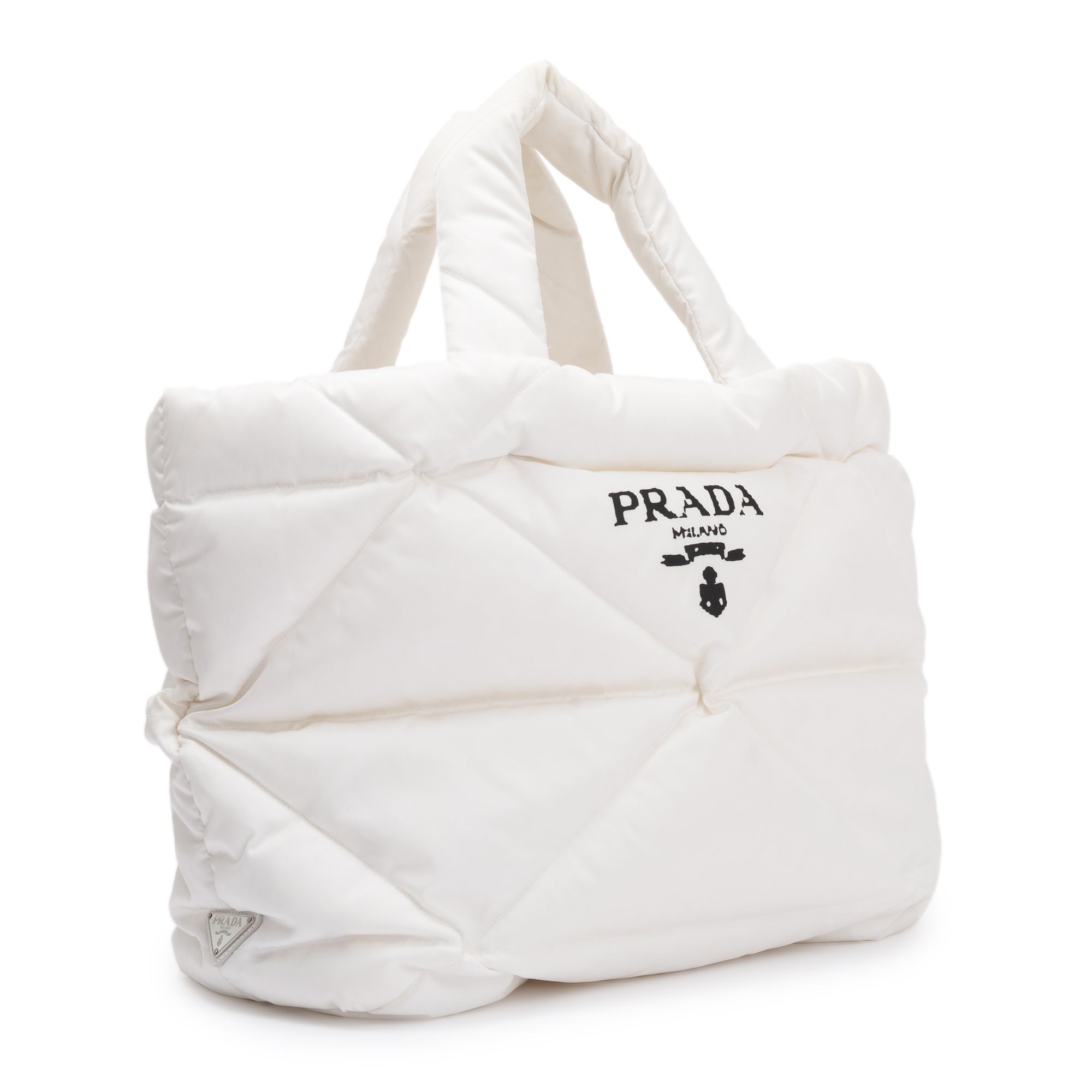 Prada 2022 White Re-Nylon Padded Nappa Tote w/ Authenticity Card