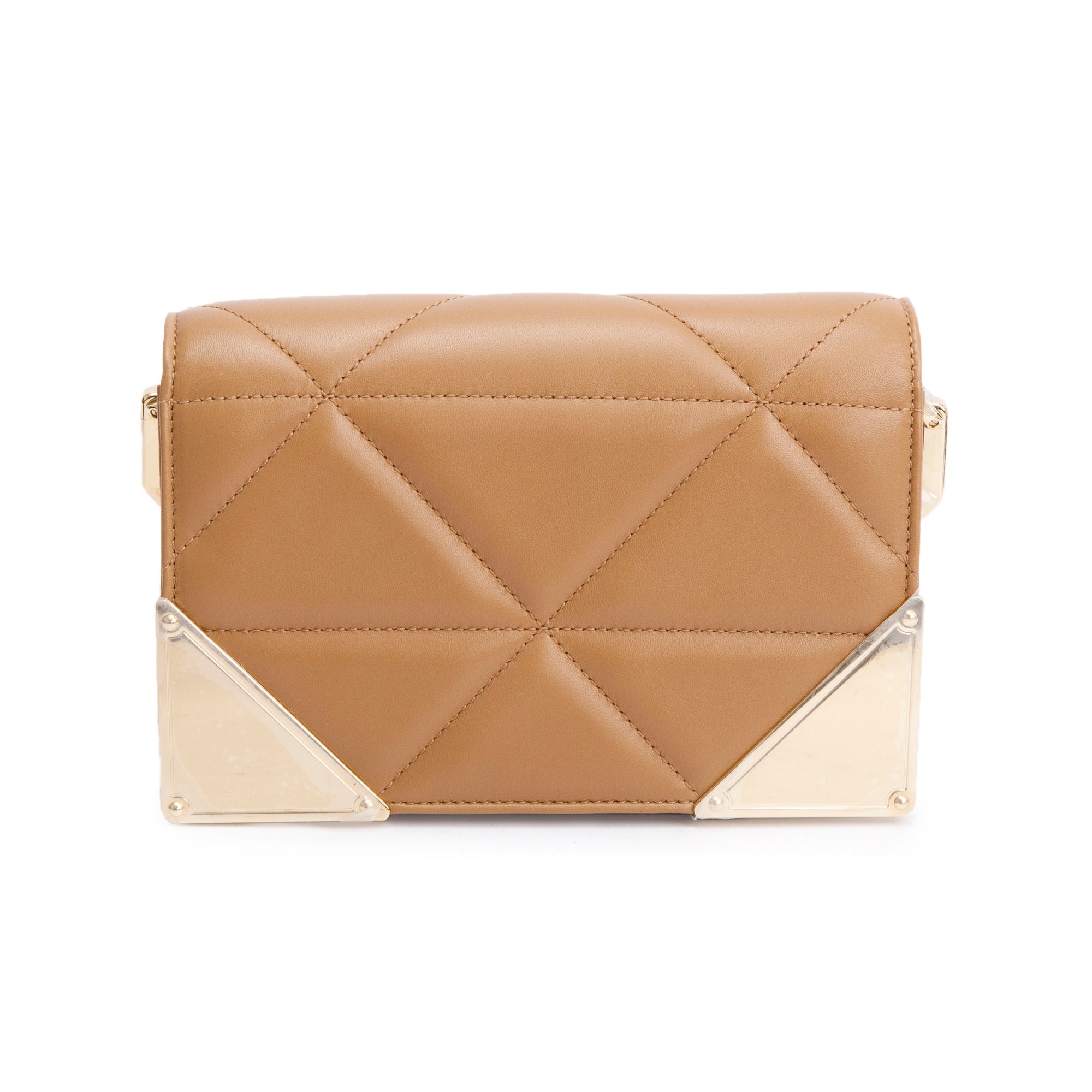 Prada 2024 Beige Quilted Nappa Leather Shoulder Bag w/ Strap, Receipt & Authenticity Card