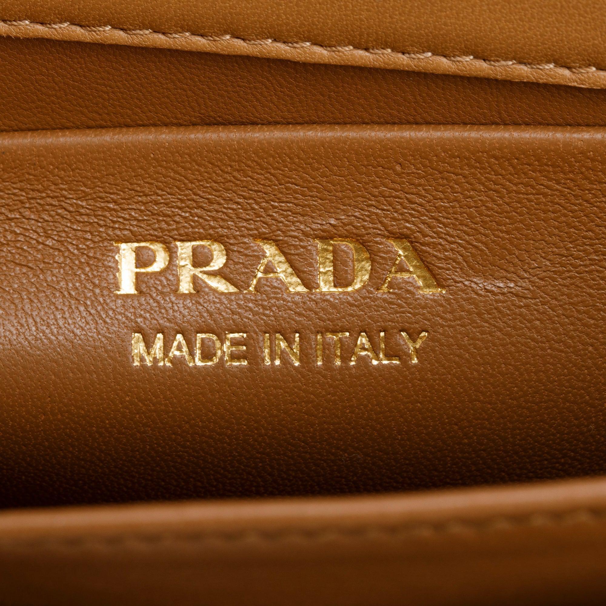 Prada 2024 Beige Quilted Nappa Leather Shoulder Bag w/ Strap, Receipt & Authenticity Card