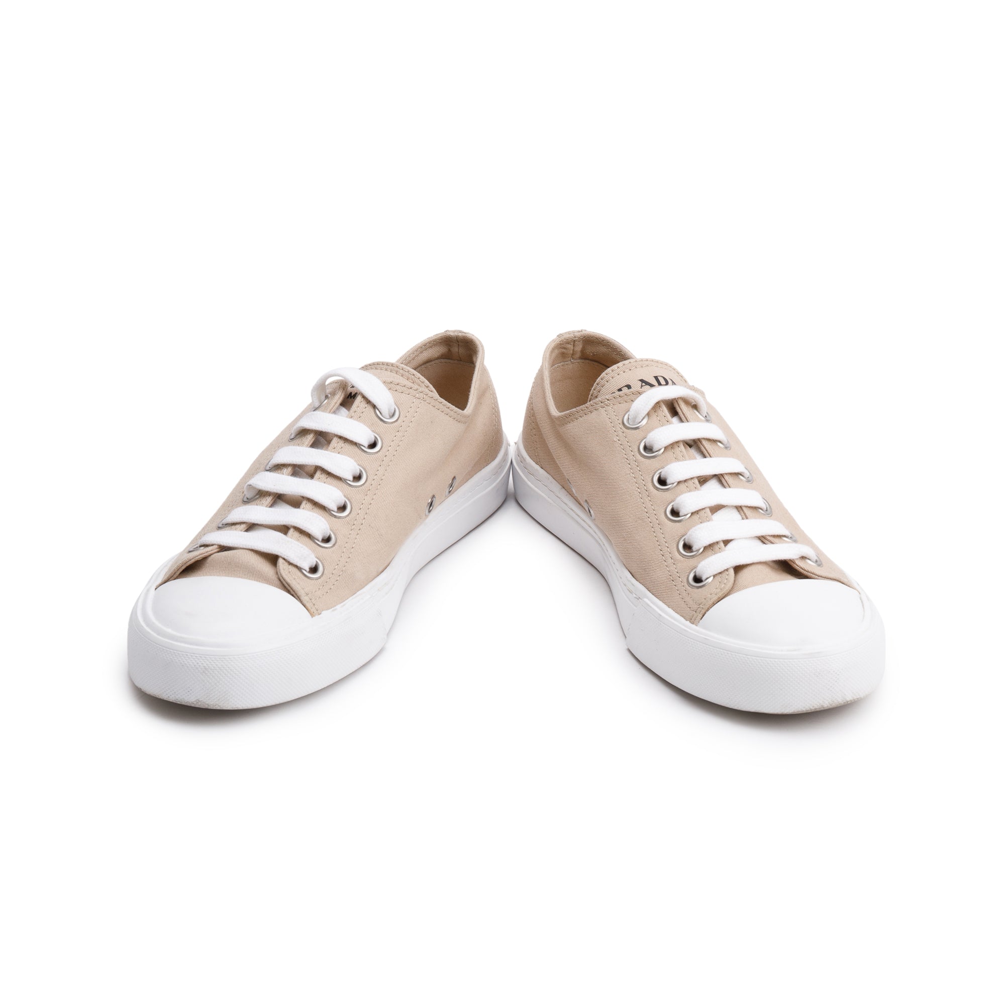 Prada Beige Fabric Sneakers, Size 40 w/ Box