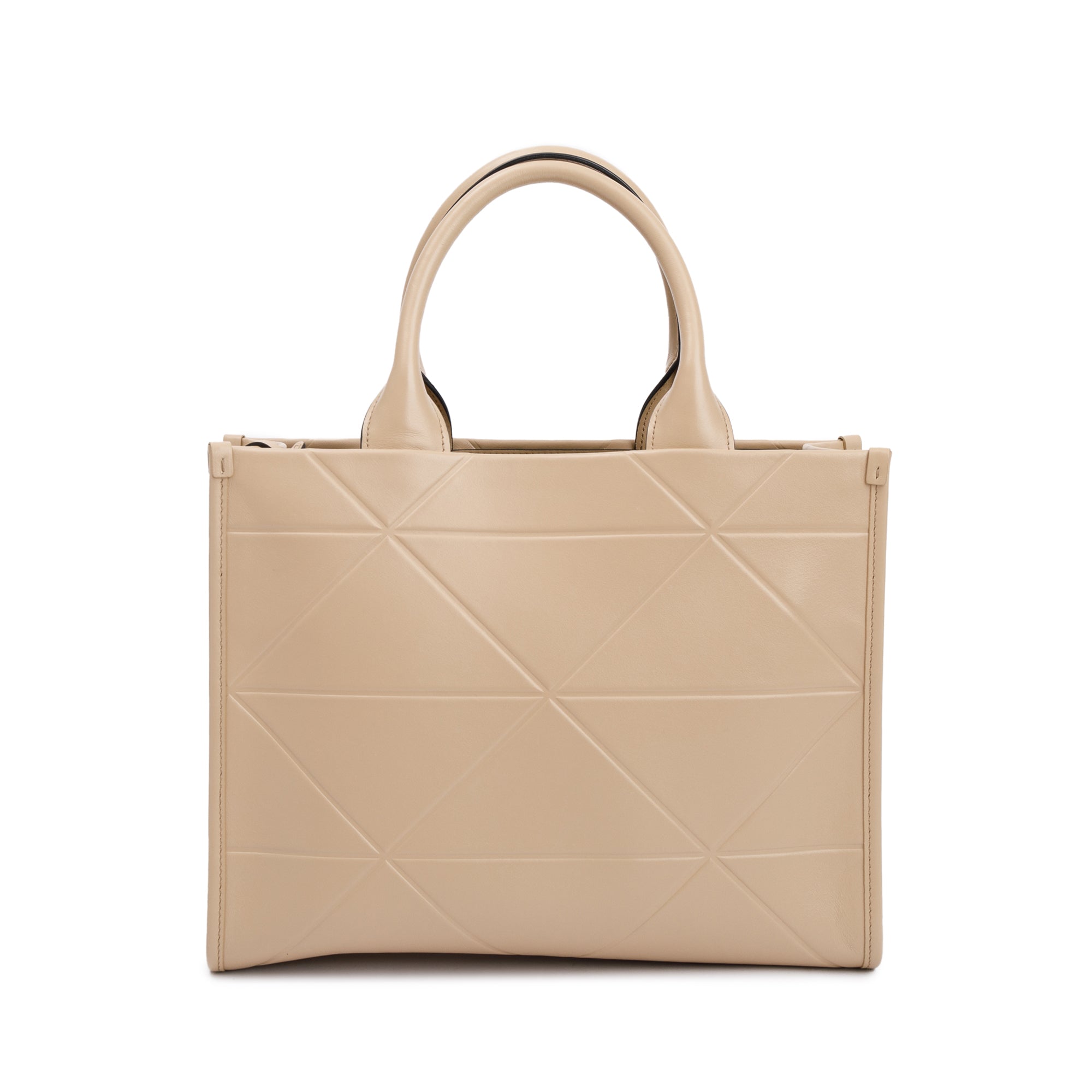 Prada Beige Leather Small Symbole Tote Bag w/ Strap & Box