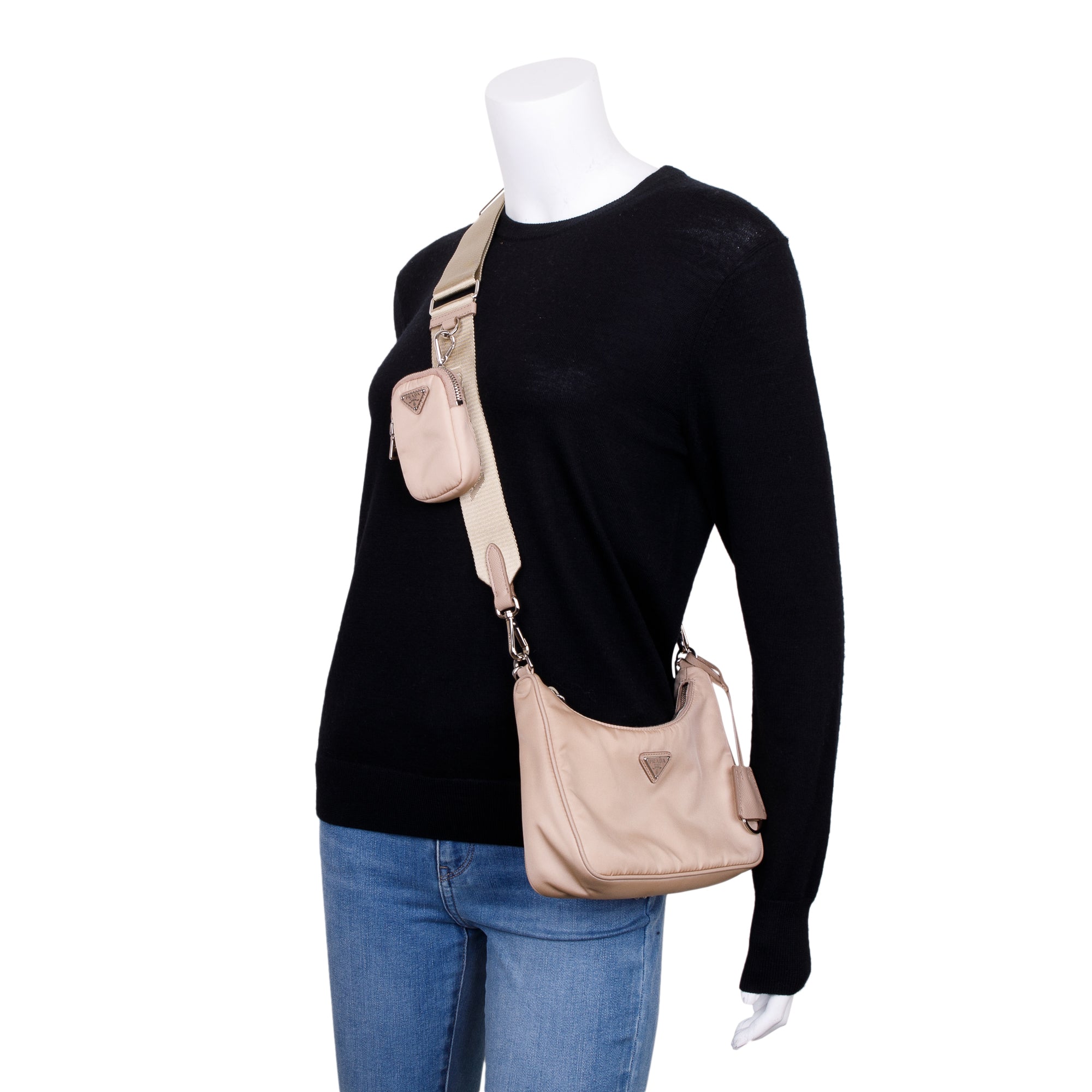 Prada Beige Re-Edition 2005 Nylon Shoulder Bag