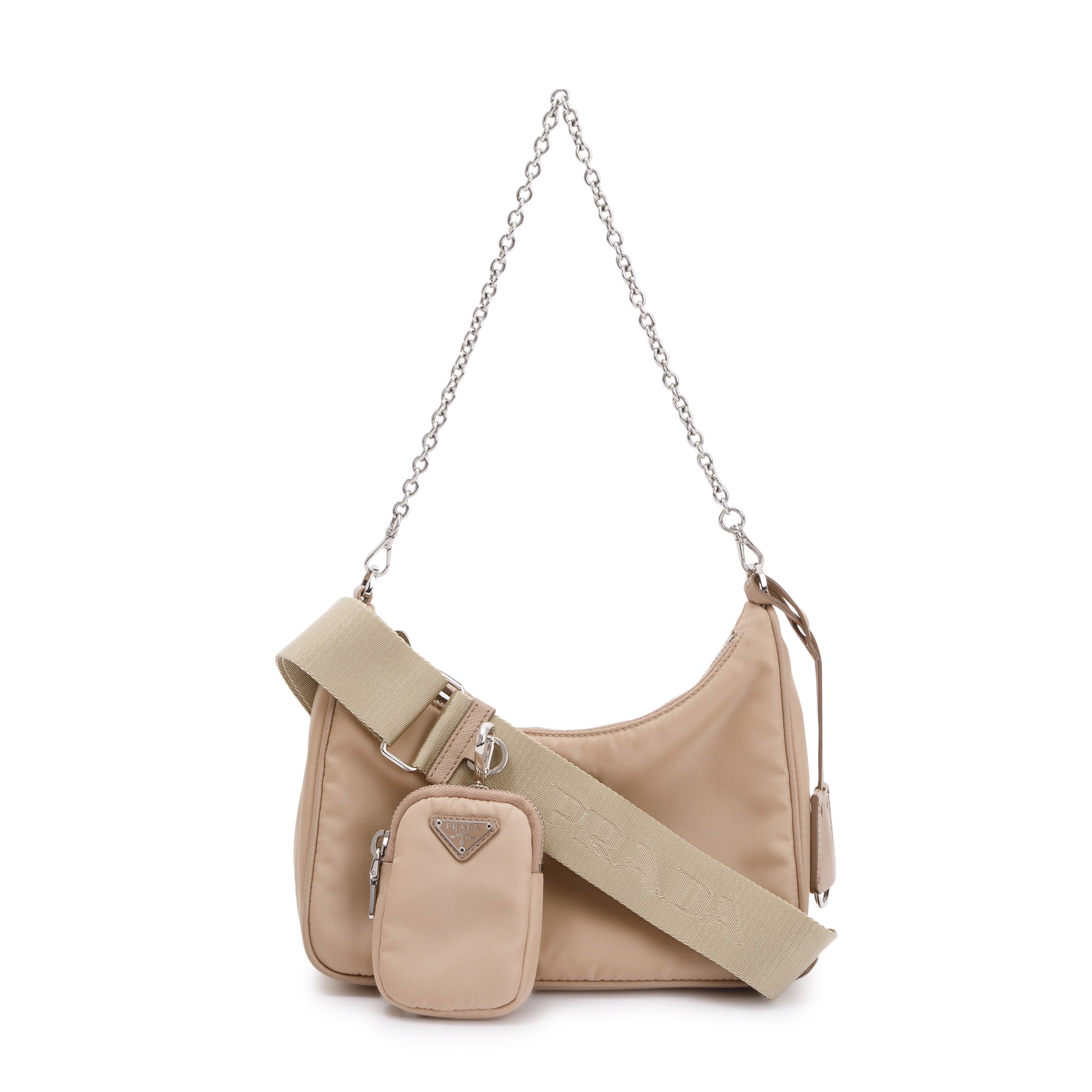 Prada Beige Re-Edition 2005 Nylon Shoulder Bag