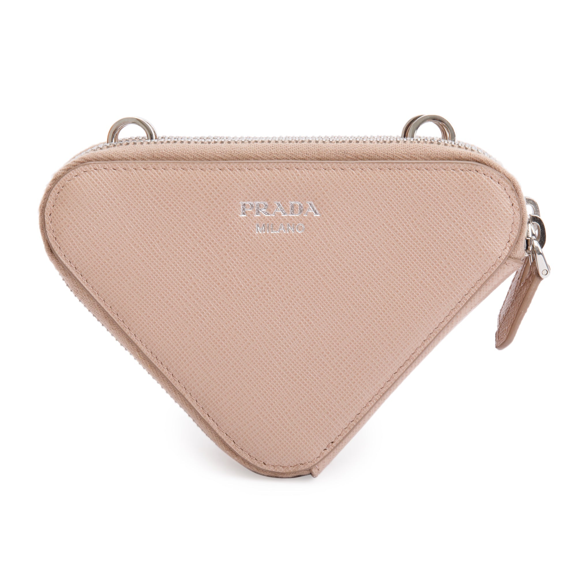 Prada Beige Saffiano Leather Mini Triangle Crossbody Bag w/ Box & Authenticity Card