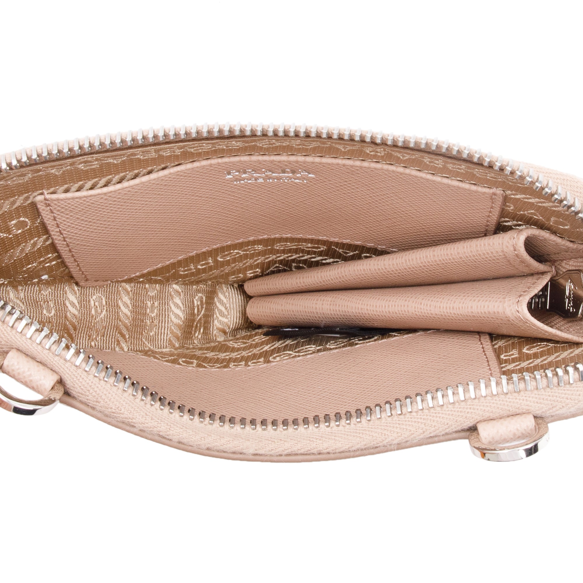 Prada Beige Saffiano Leather Mini Triangle Crossbody Bag w/ Box & Authenticity Card