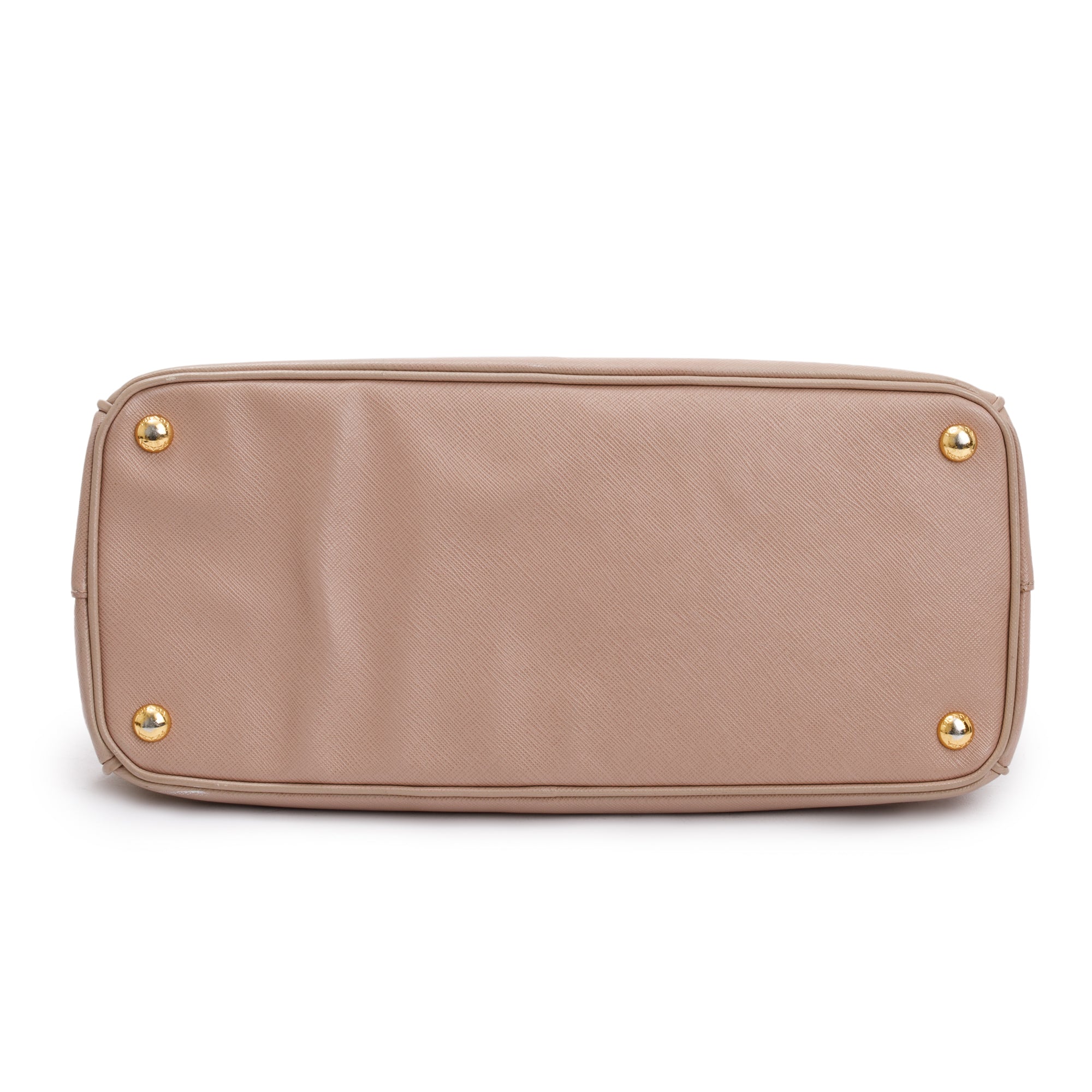 Prada Beige Saffiano Lux Medium Double Zip Galleria Tote w/ Strap