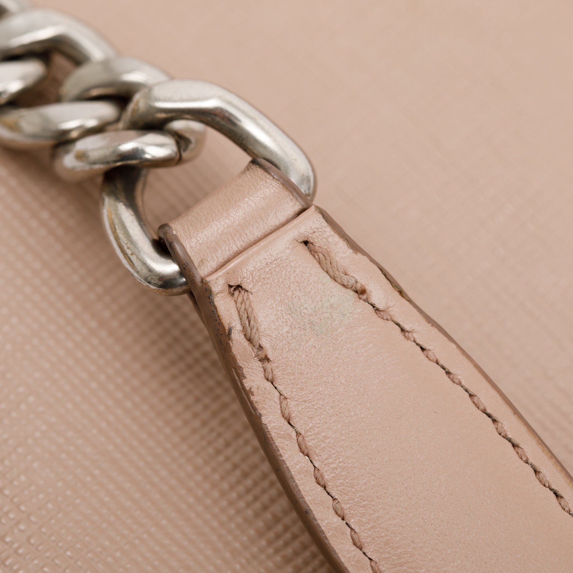 Prada Beige Saffiano Soft Calf Leather Chain Crossbody Bag w/ Authenticity Card