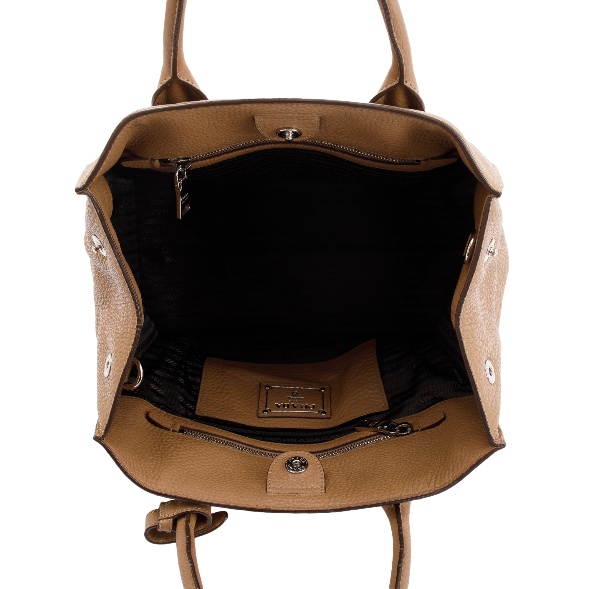 Prada Beige Vitello Daino Convertible Tote w/ Strap