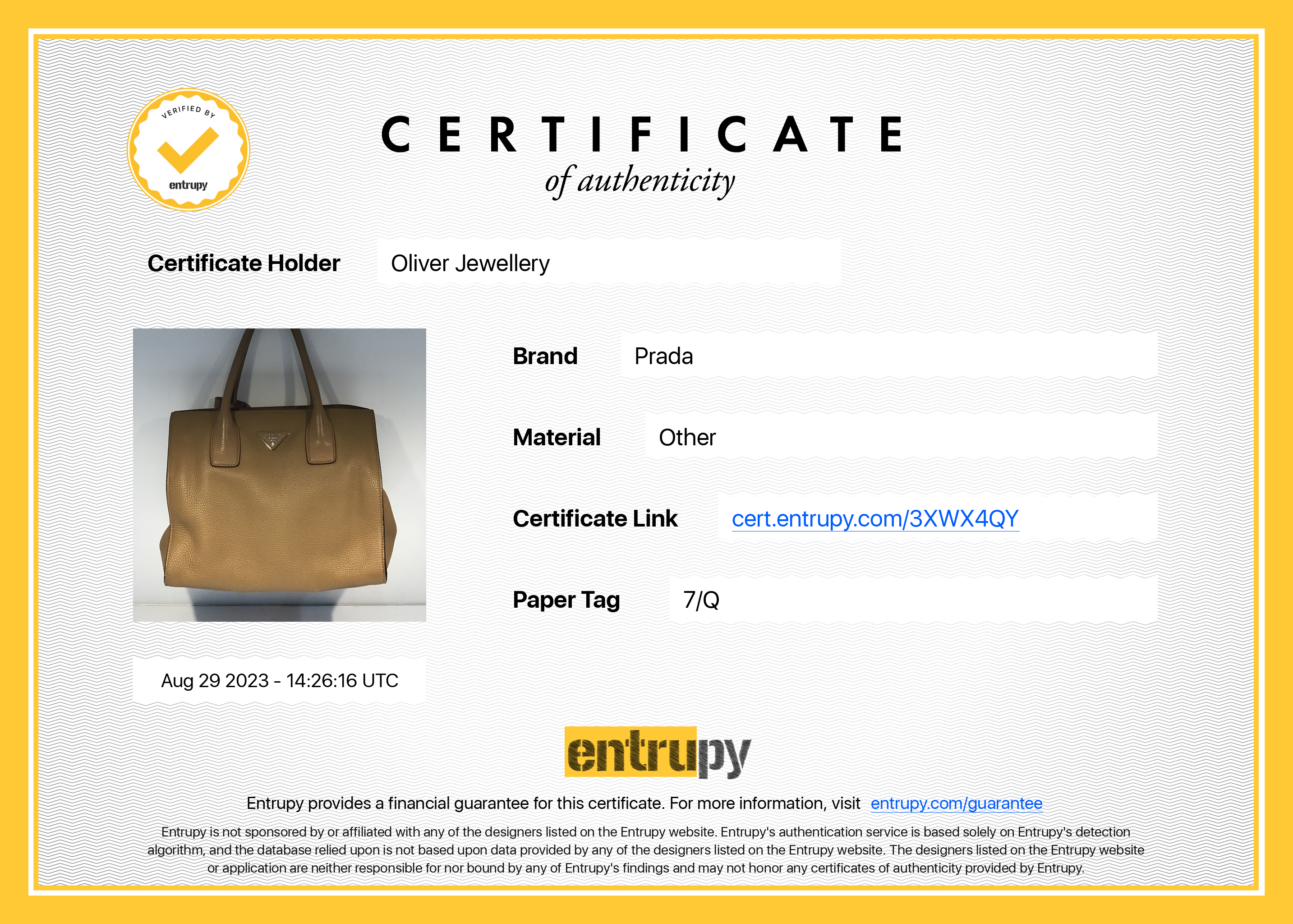 Prada Beige Vitello Daino Convertible Tote w/ Strap