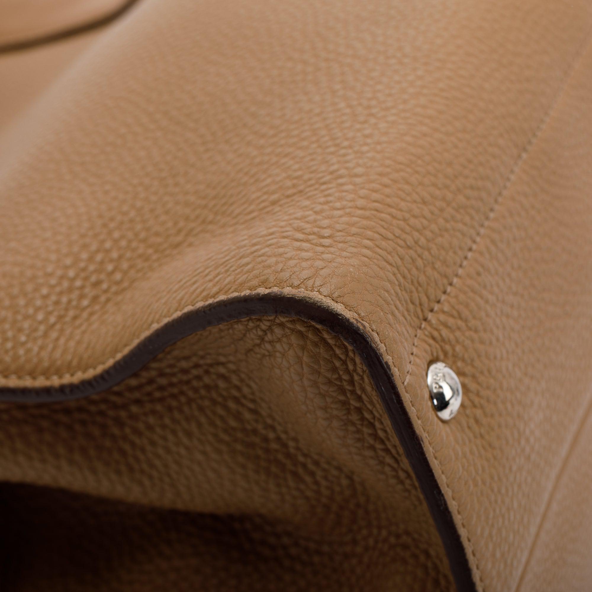 Prada Beige Vitello Daino Convertible Tote w/ Strap