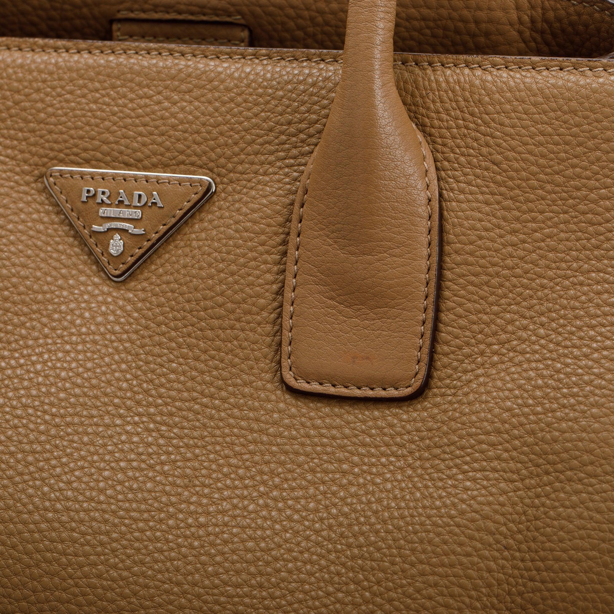 Prada Beige Vitello Daino Convertible Tote w/ Strap