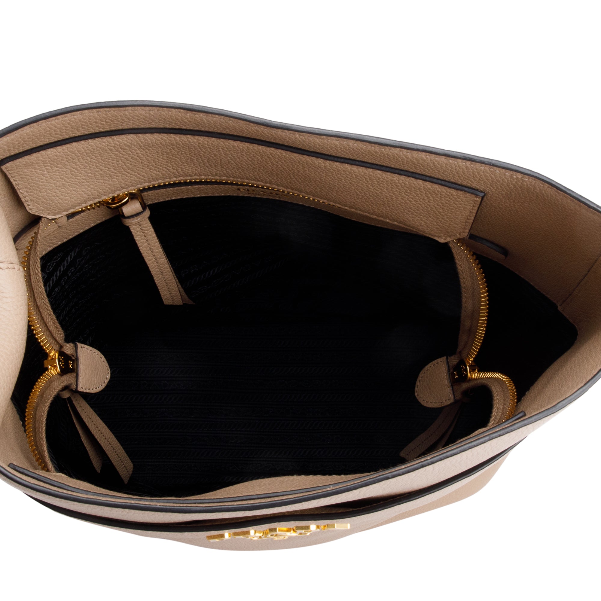 Prada Beige Vitello Daino Hobo Messenger Bag w/ Strap