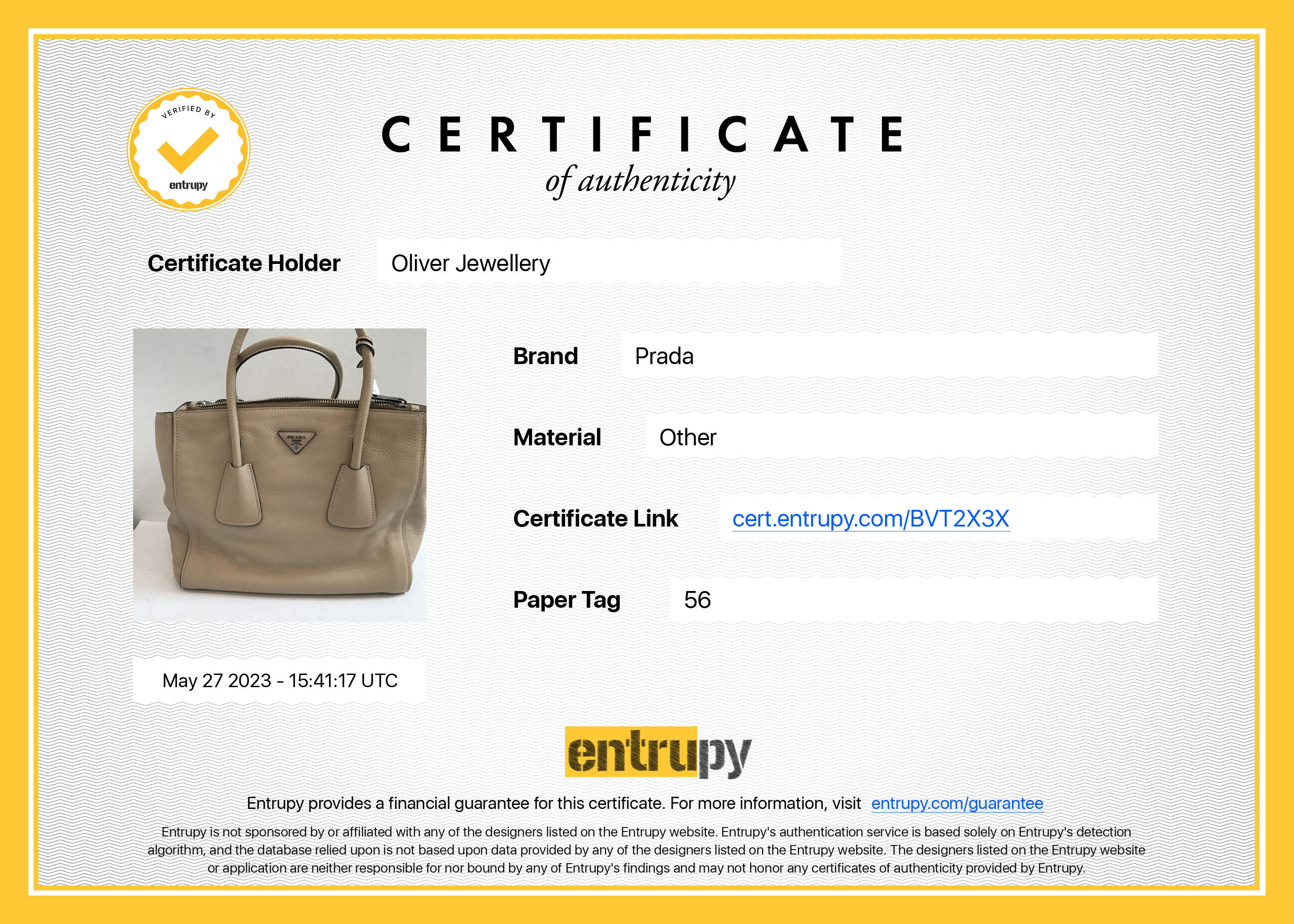 Prada Beige Vitello Daino Twin Pocket Tote w/ Strap