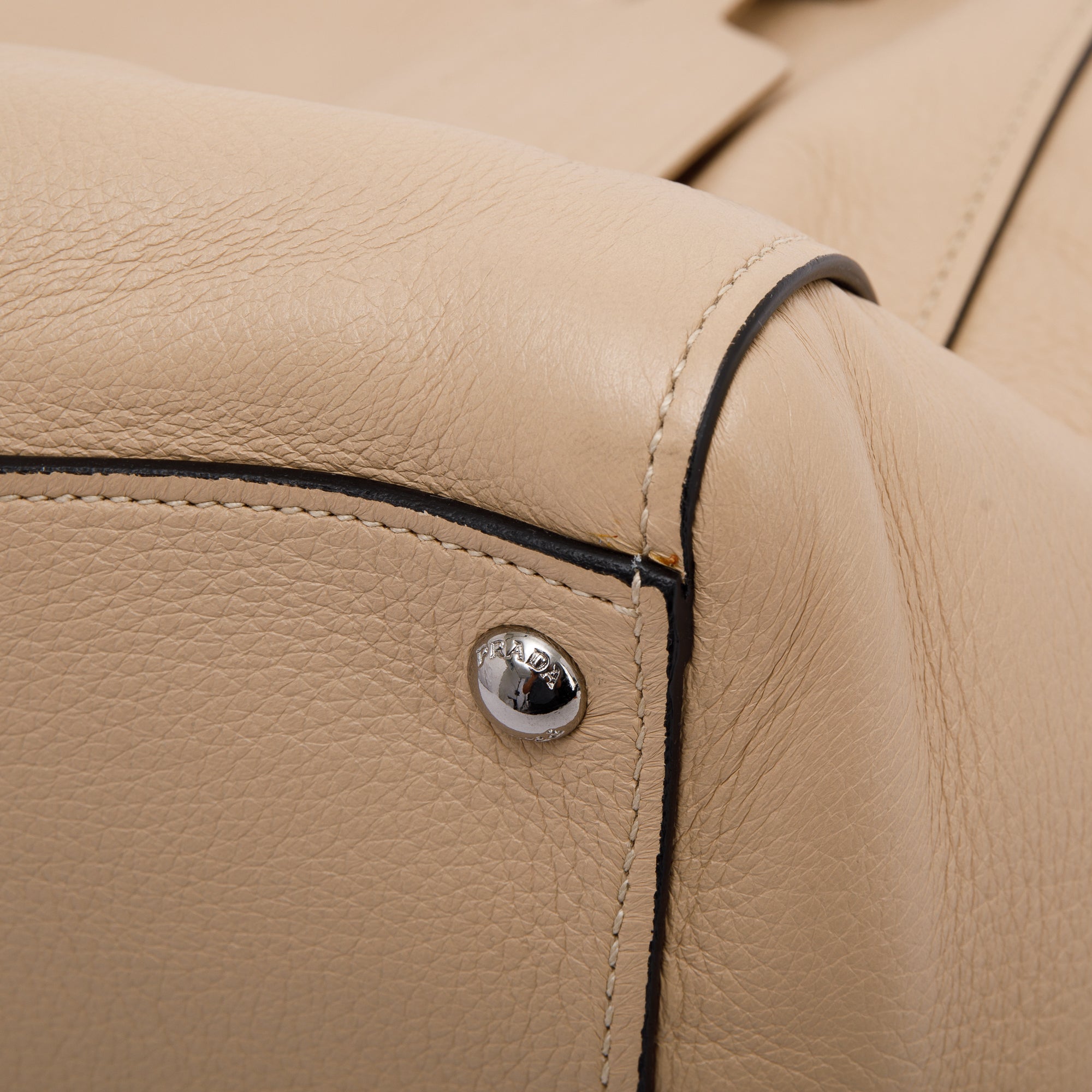 Prada Beige Vitello Daino Twin Pocket Tote w/ Strap