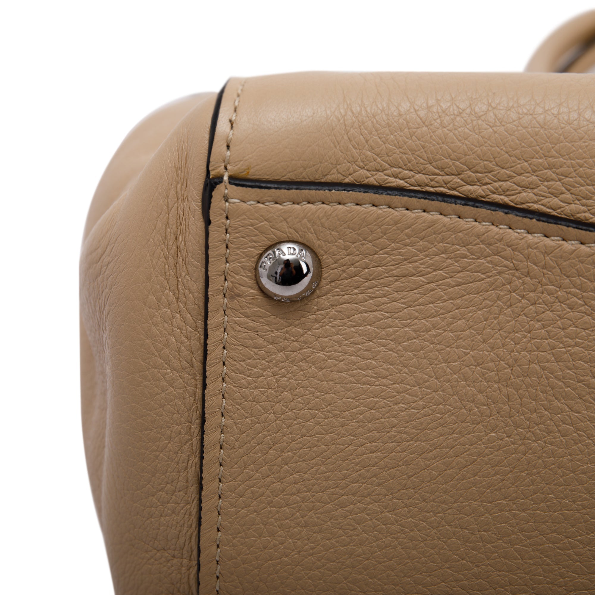 Prada Beige Vitello Daino Twin Pocket Tote w/ Strap